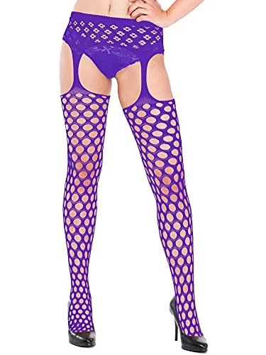 6 Pairs Women Fishnet Thigh High Stockings Tights Suspender