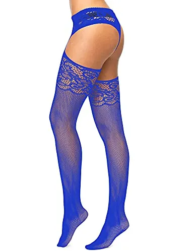 6 Pairs Women Fishnet Thigh High Stockings Tights Suspender