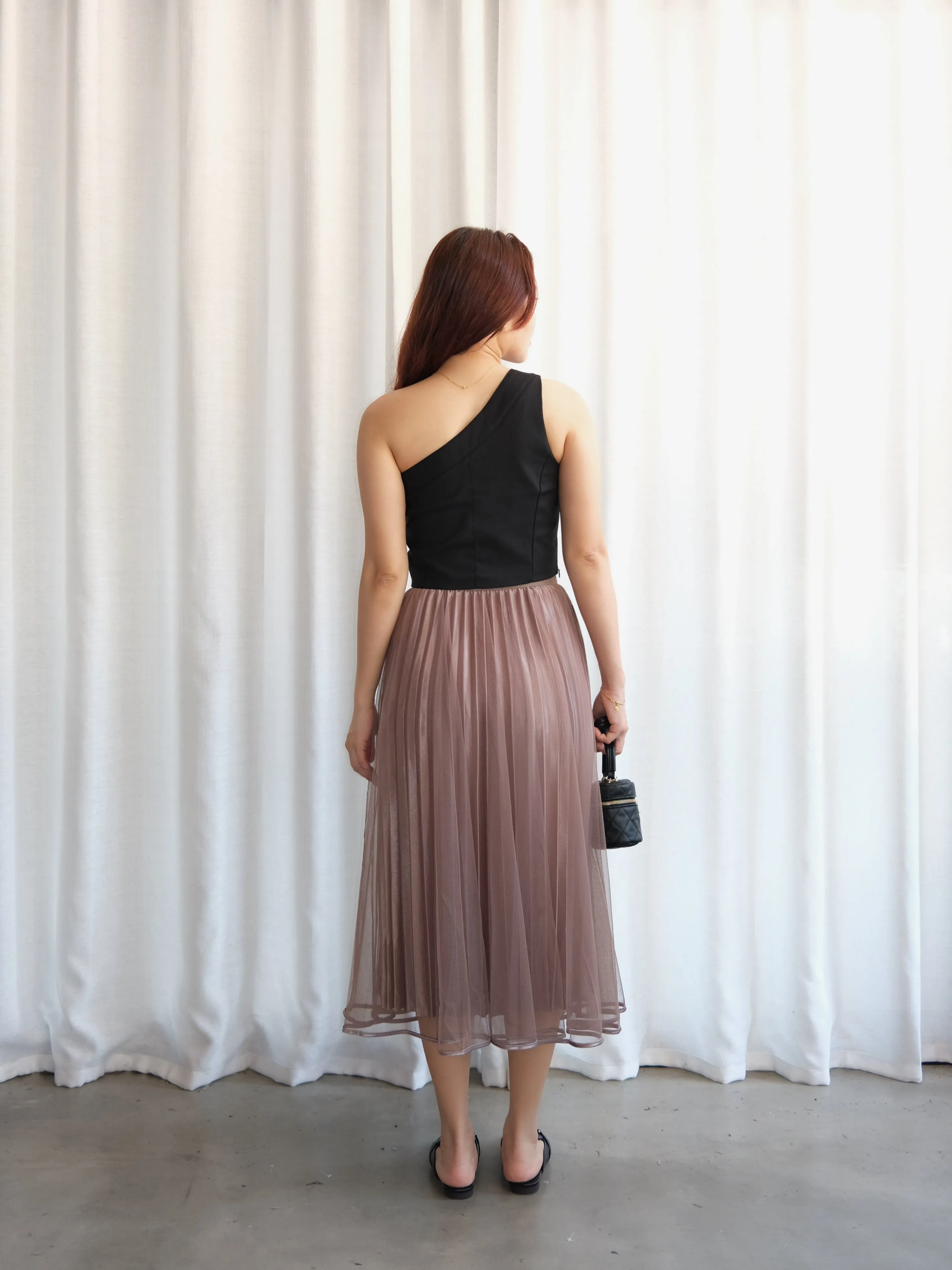 ACEWIN 2-Way Elastic Waist Mesh Midi Skirt (Free Size) 601303