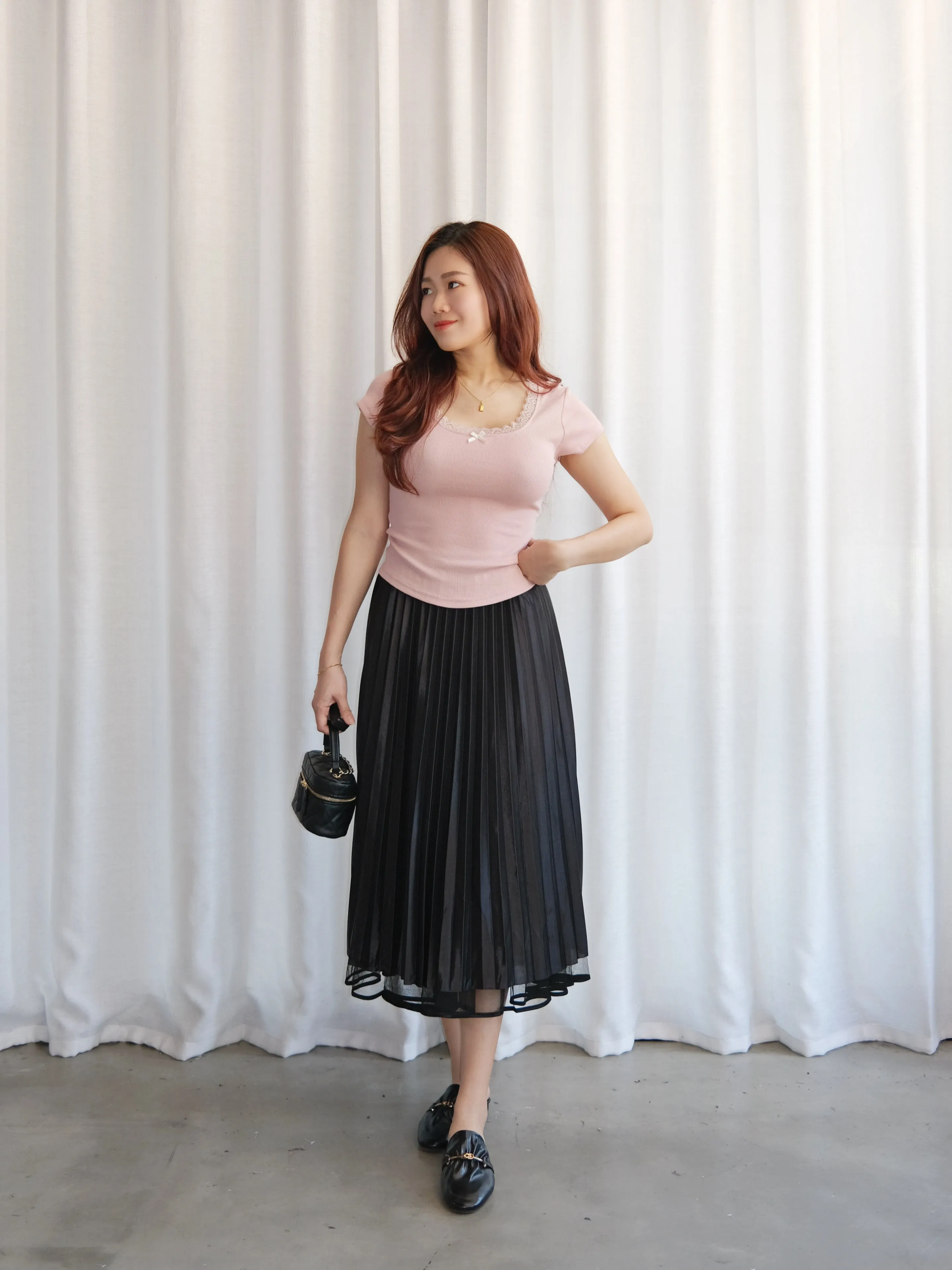 ACEWIN 2-Way Elastic Waist Mesh Midi Skirt (Free Size) 601303