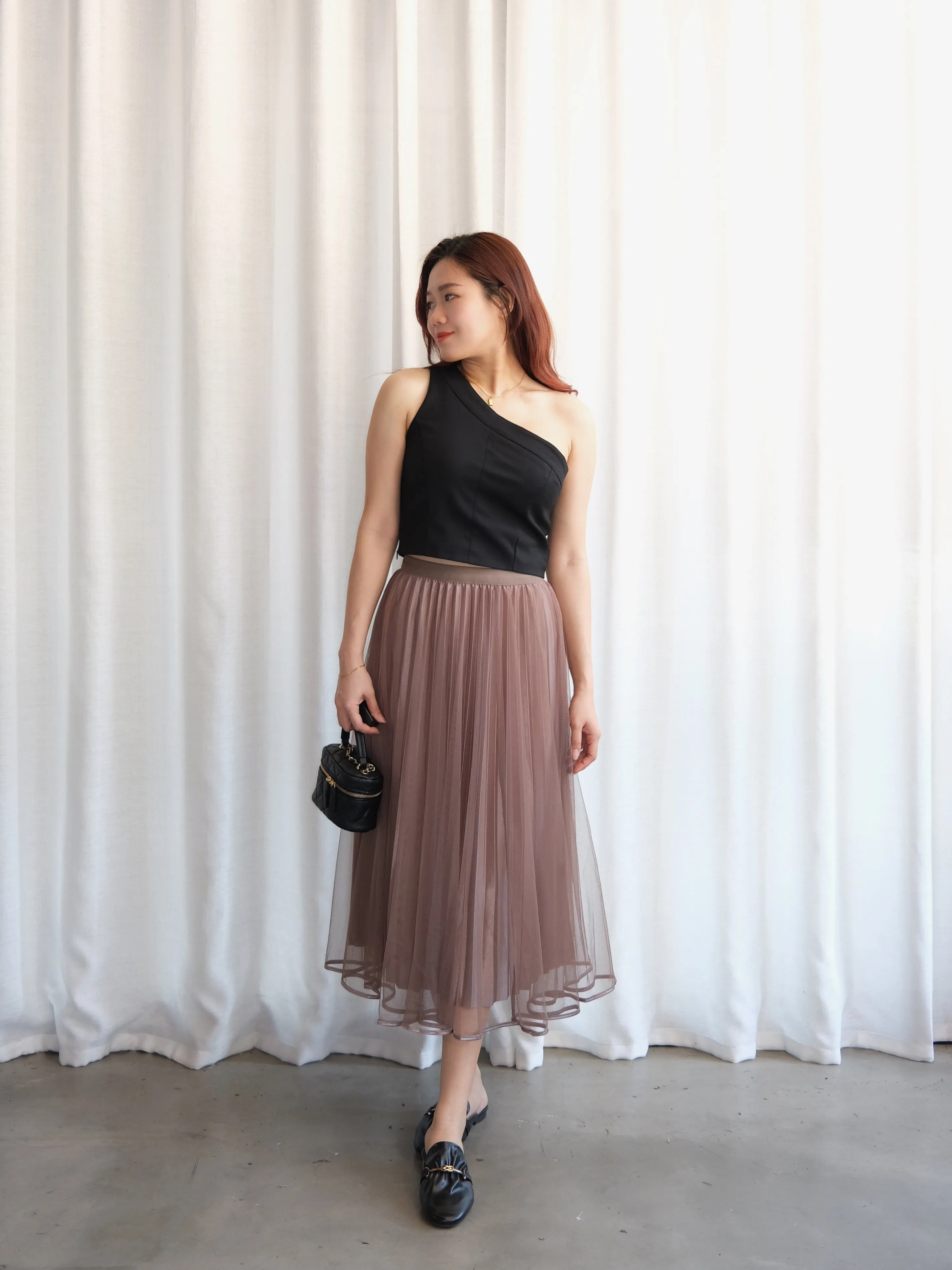 ACEWIN 2-Way Elastic Waist Mesh Midi Skirt (Free Size) 601303