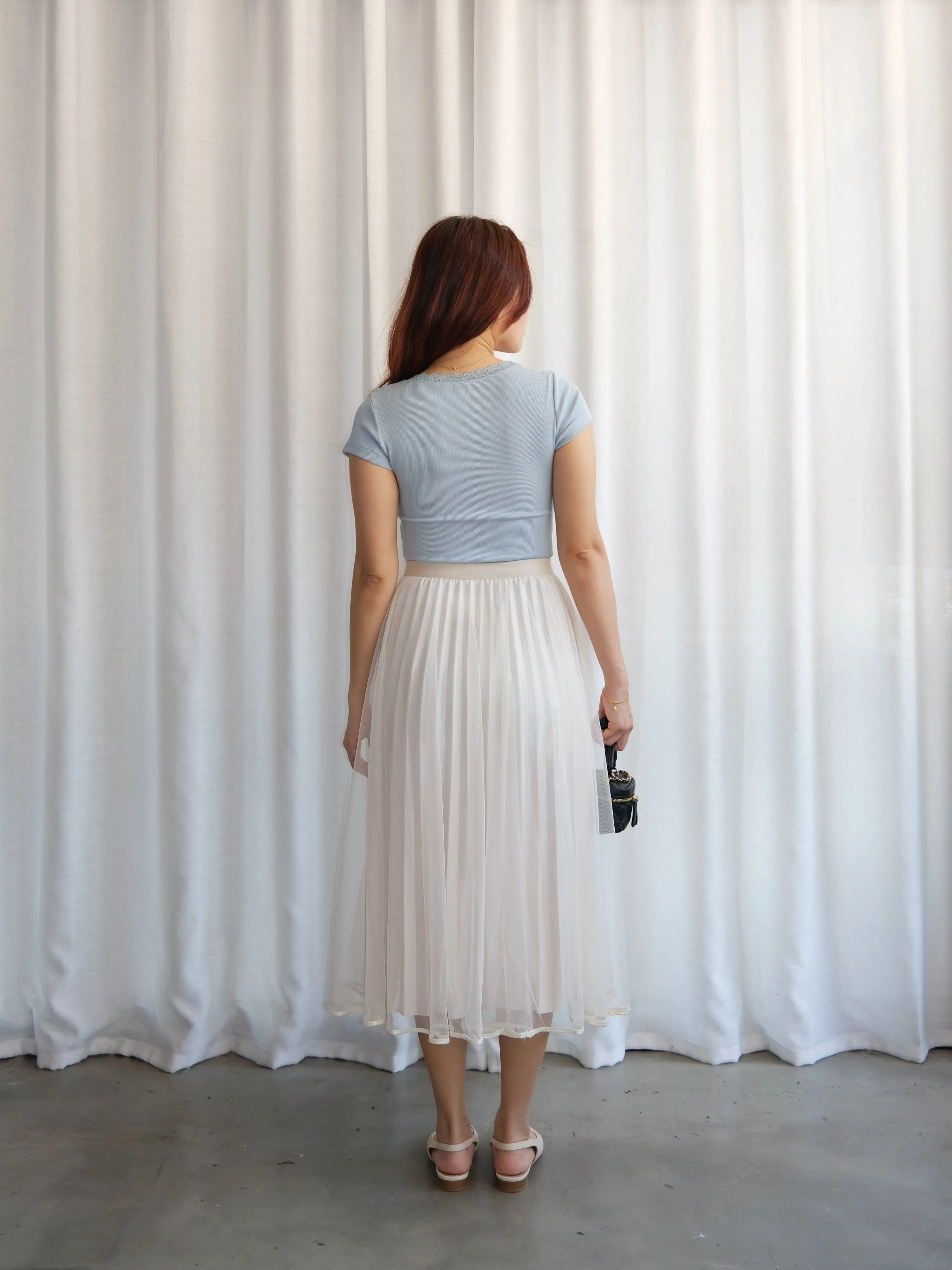 ACEWIN 2-Way Elastic Waist Mesh Midi Skirt (Free Size) 601303