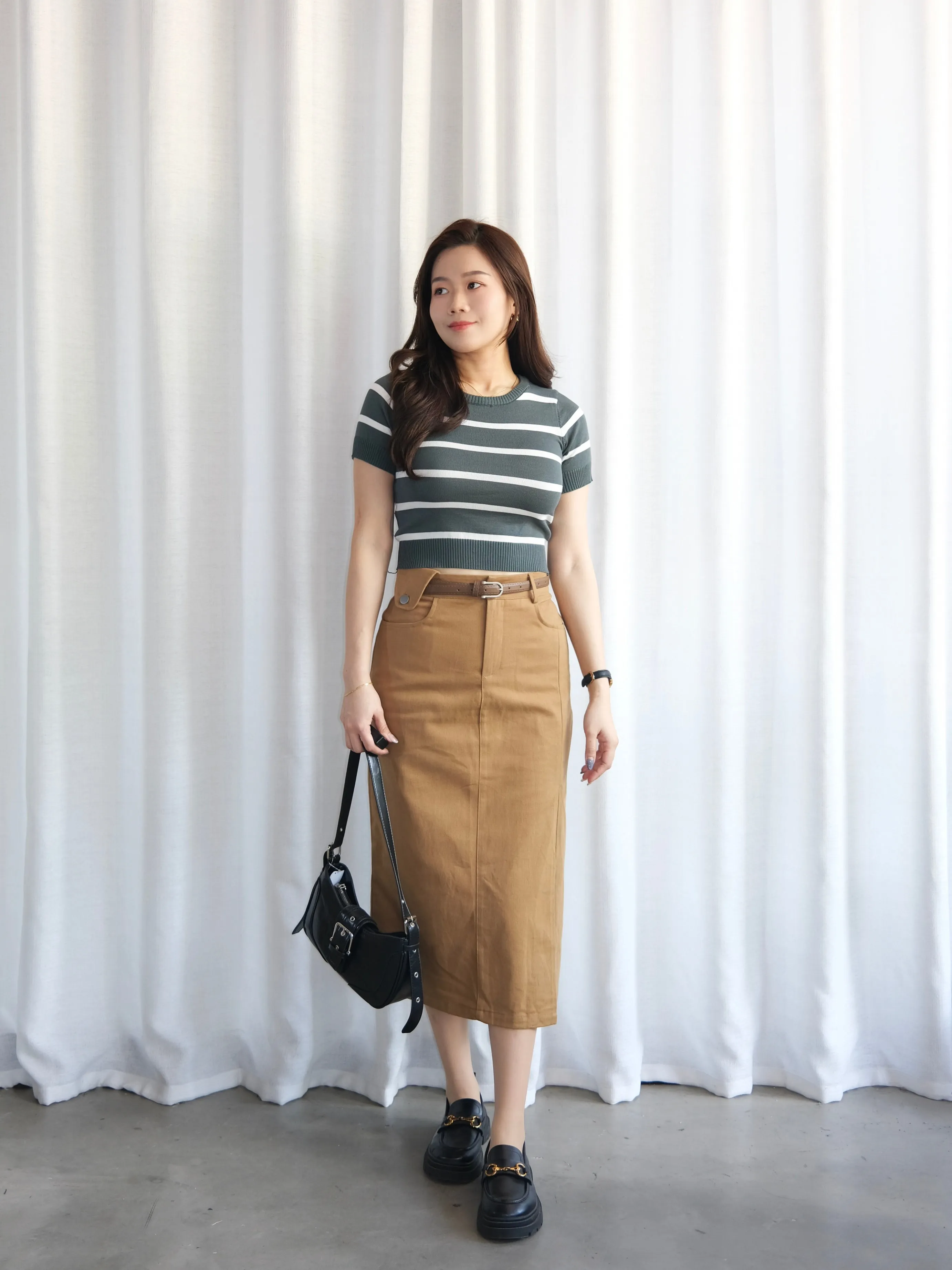 ACEWIN Cargo Front Slit Belted Skirt (Size S-XL) 601309