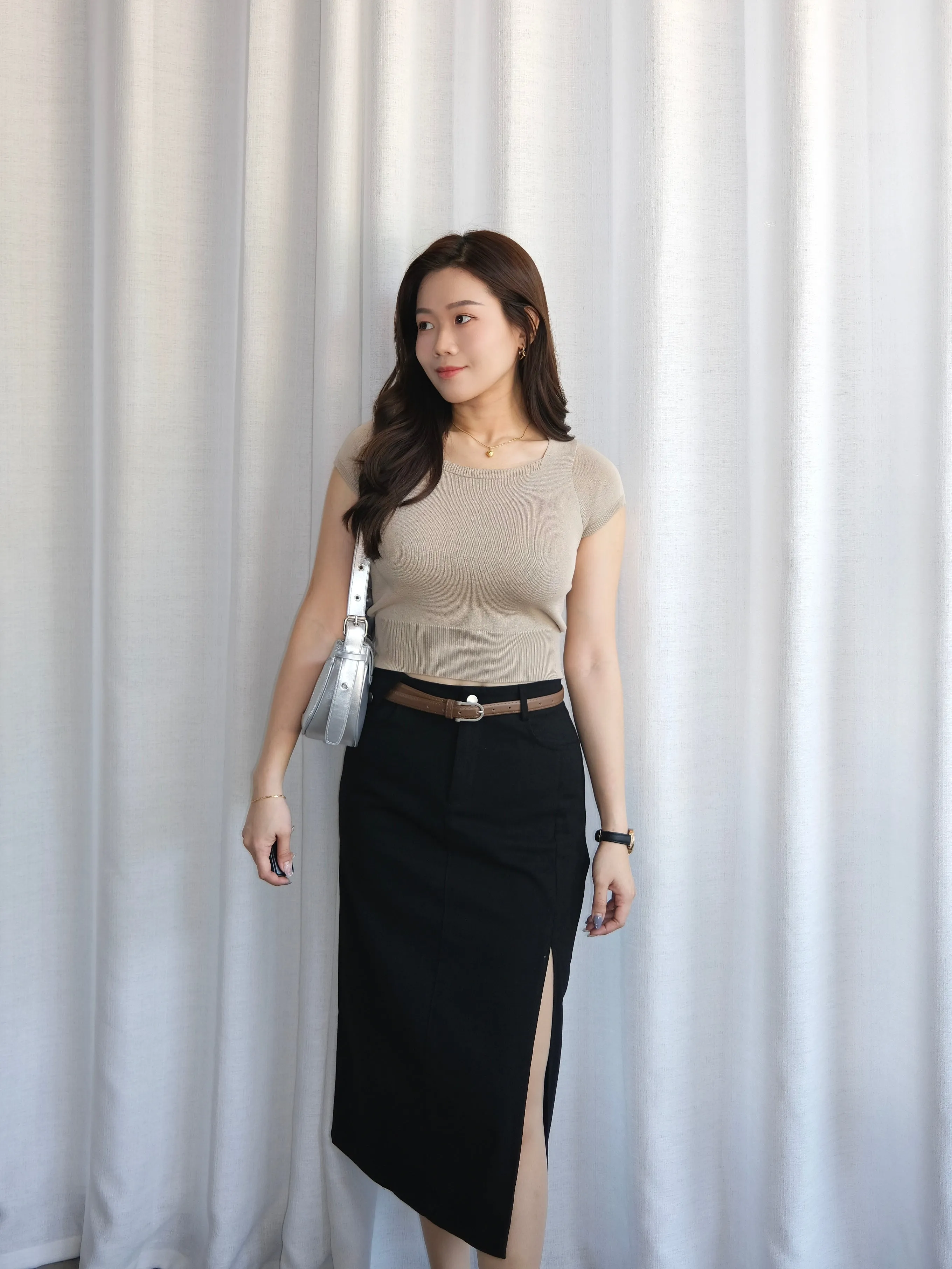 ACEWIN Cargo Front Slit Belted Skirt (Size S-XL) 601309