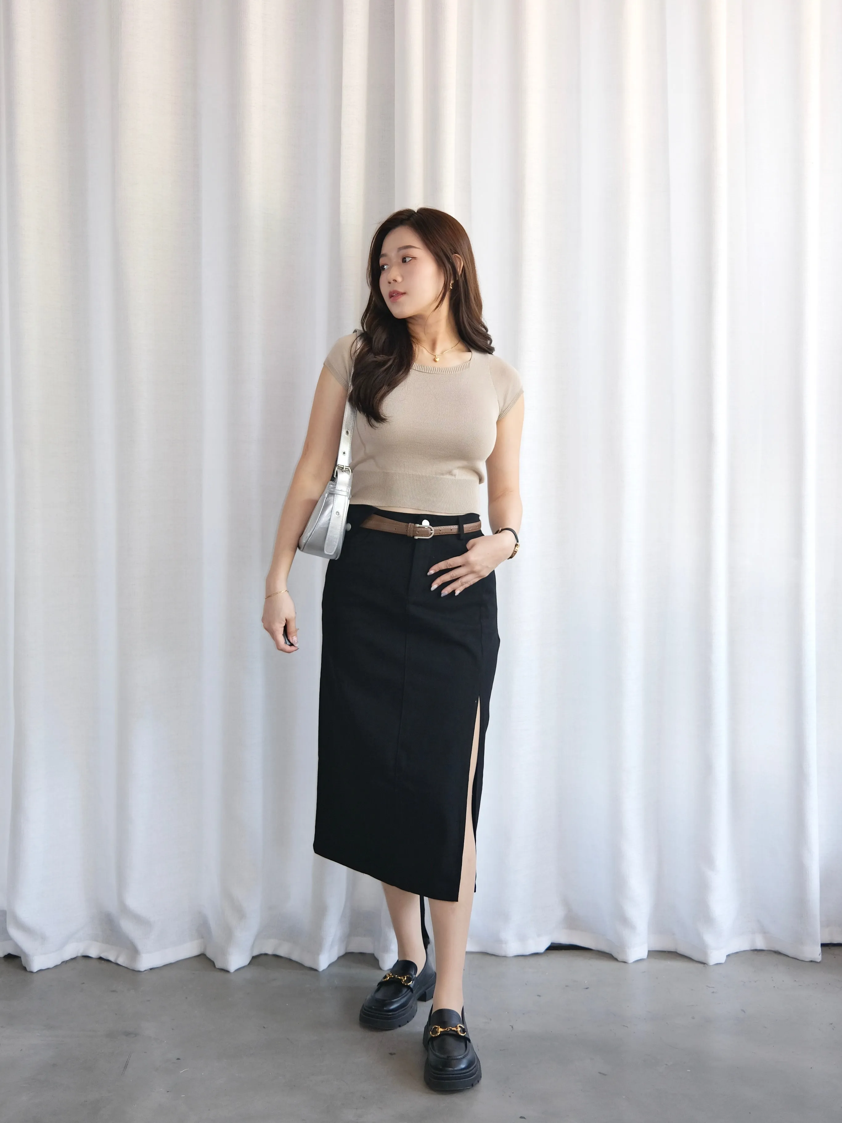 ACEWIN Cargo Front Slit Belted Skirt (Size S-XL) 601309