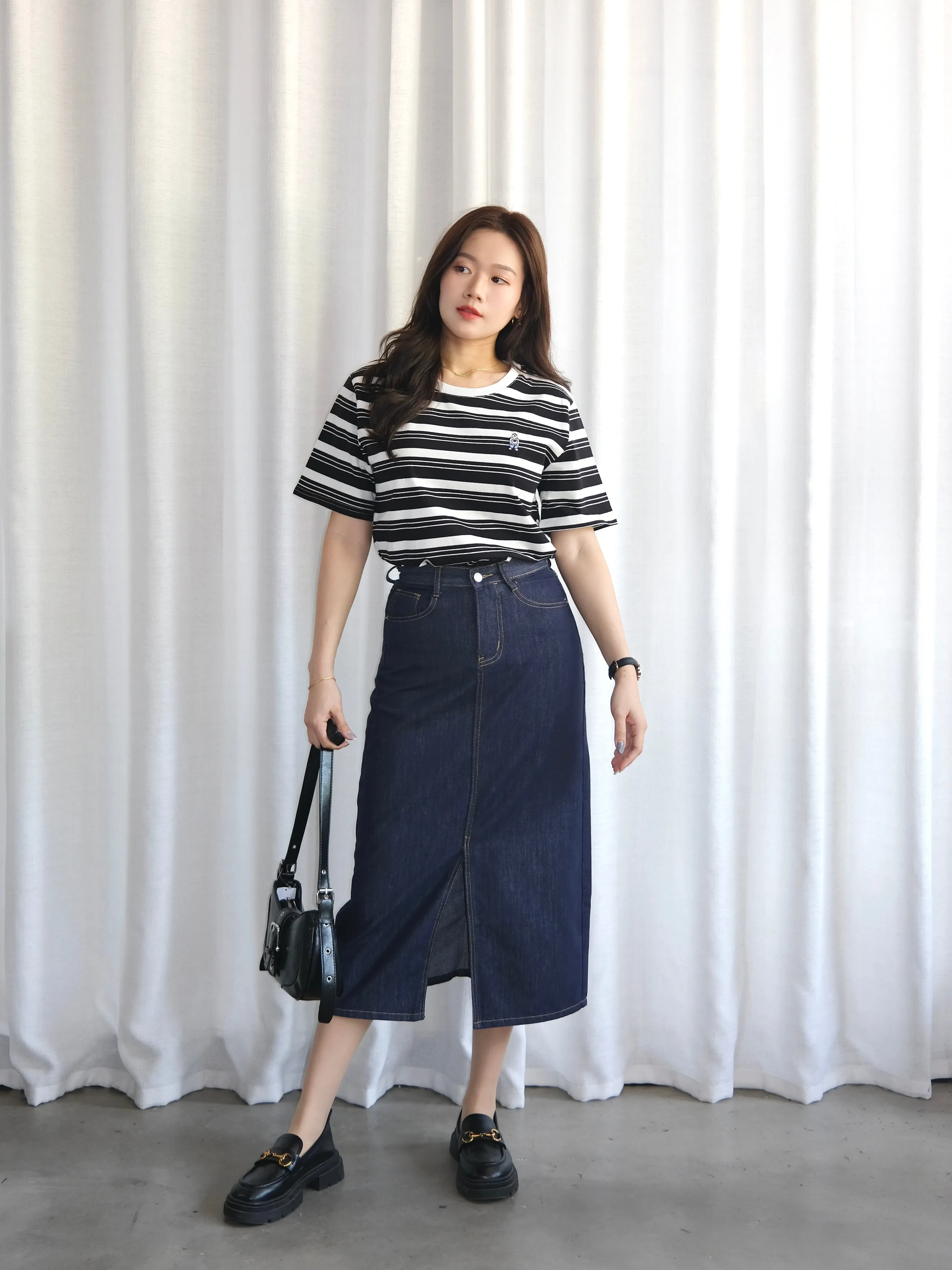 ACEWIN Front Split Maxi Denim Skirt (Size S-XL) 400385