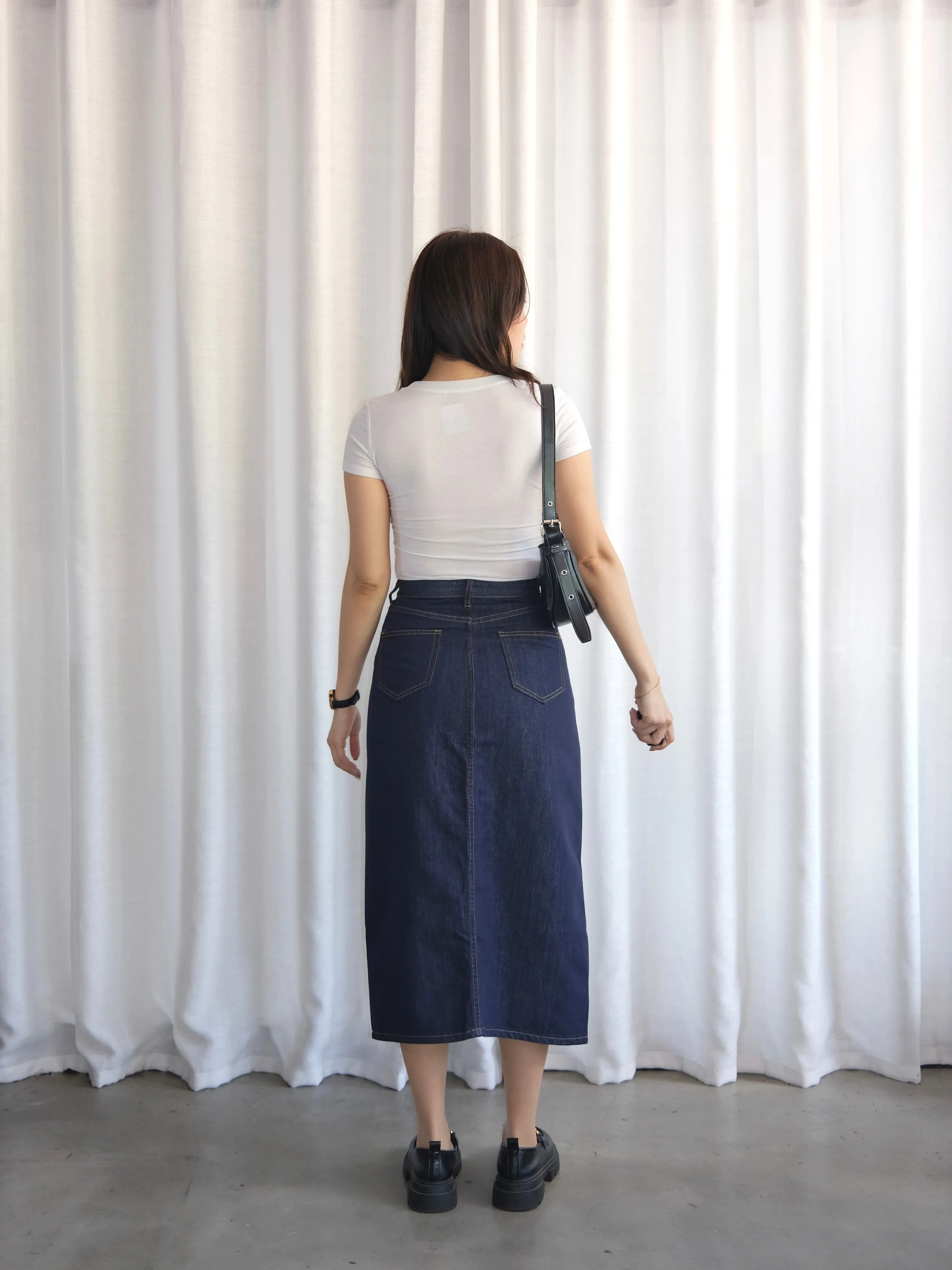 ACEWIN Front Split Maxi Denim Skirt (Size S-XL) 400385