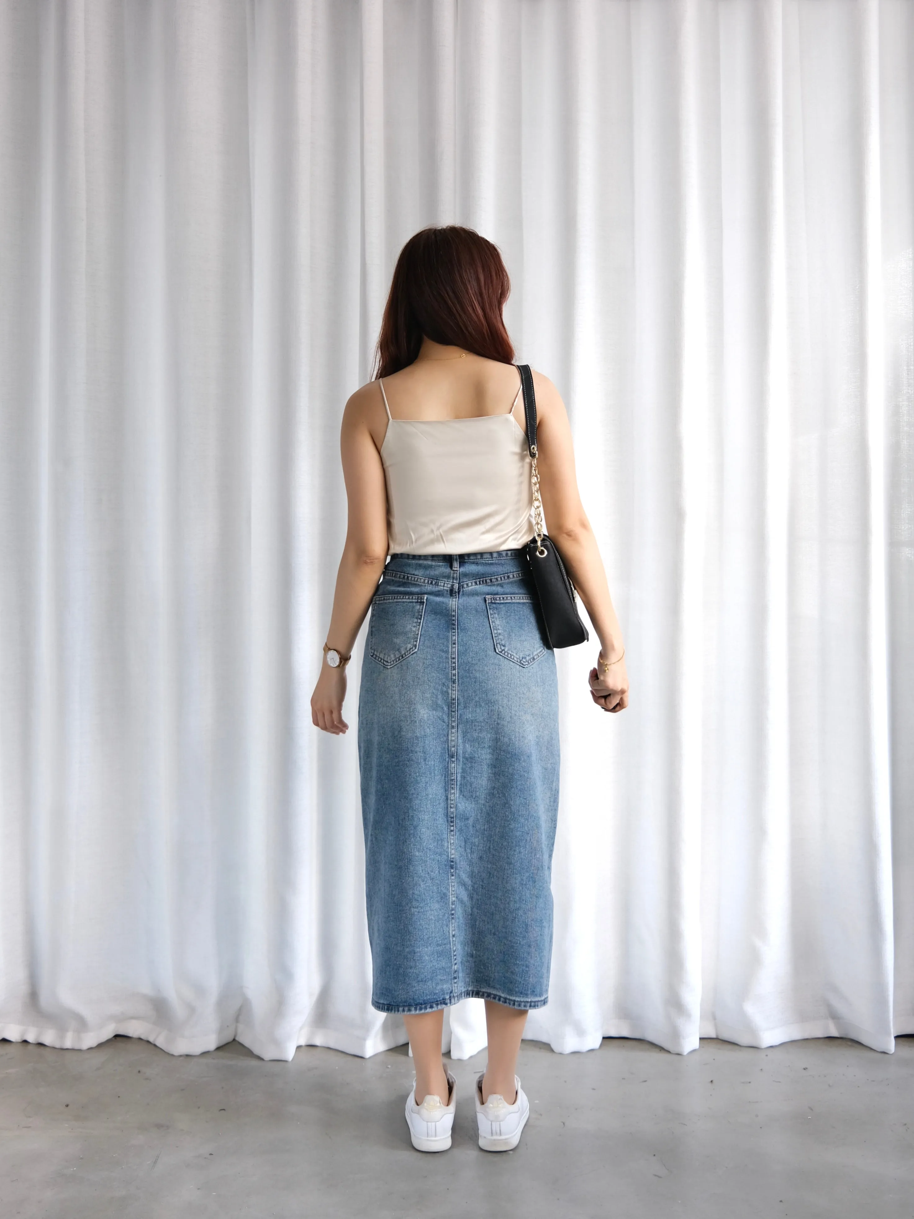 ACEWIN Front Split Maxi Denim Skirt (Size S-XL) 400385