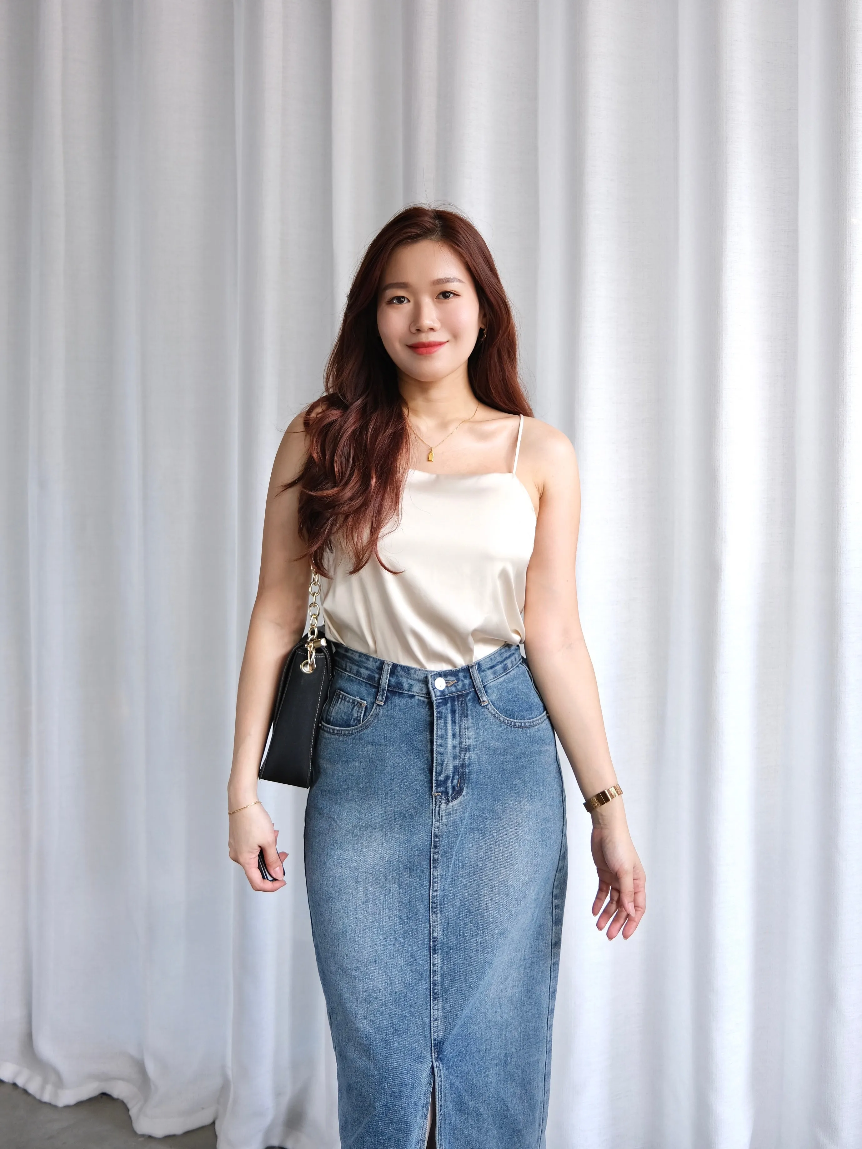 ACEWIN Front Split Maxi Denim Skirt (Size S-XL) 400385