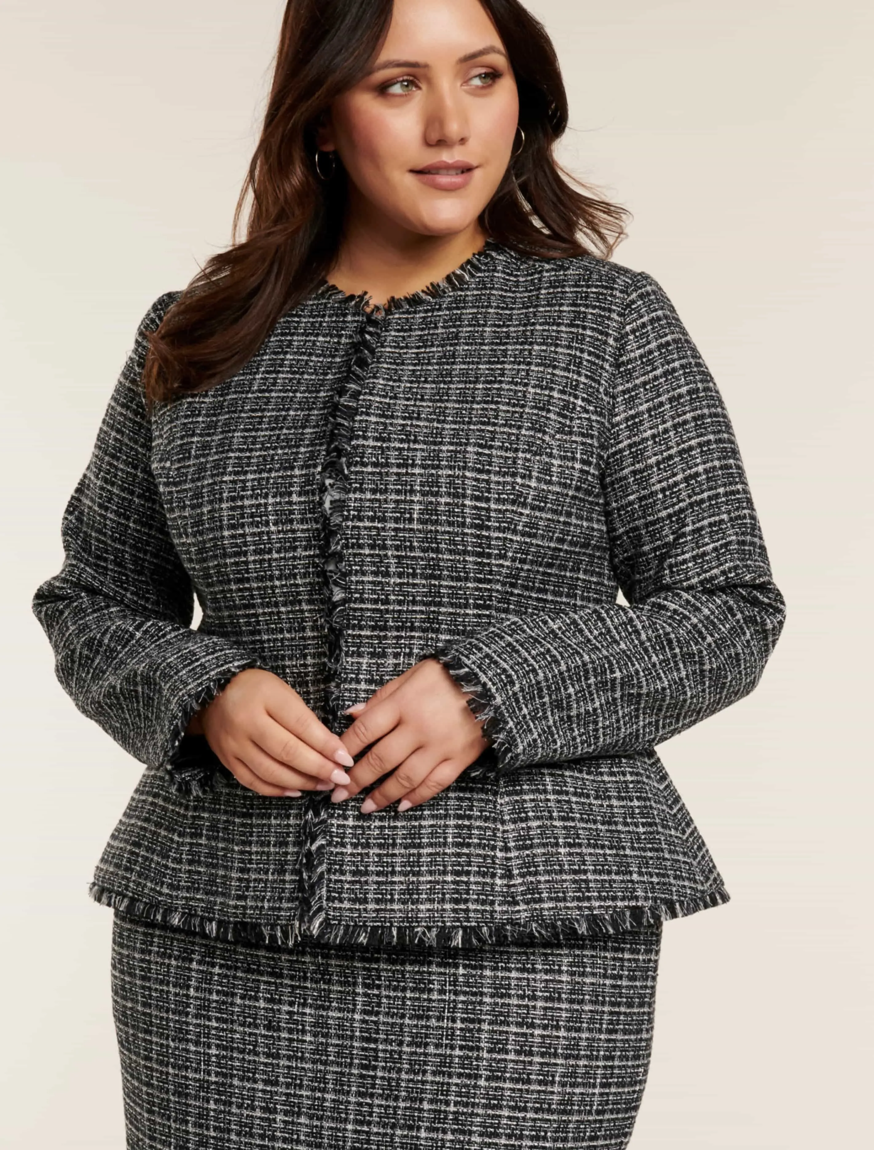 Amy Boucle Edge To Edge Curve Jacket