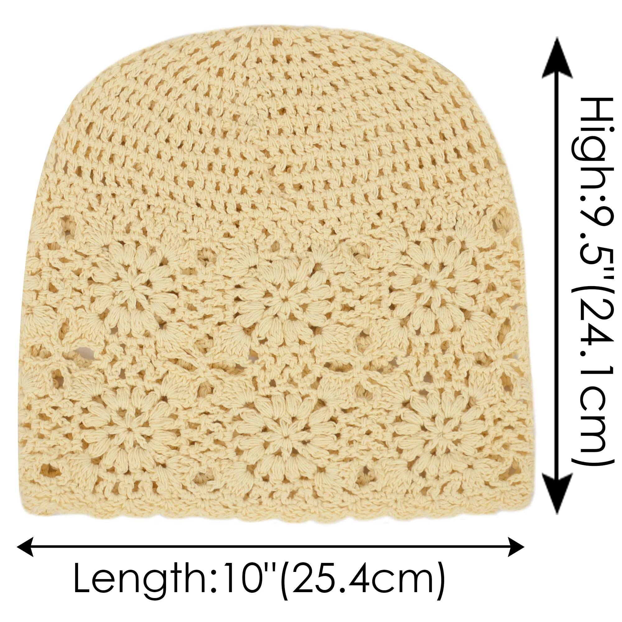 Anna-Kaci Crochet Floral Slouchy Beanie Hat Lightweight Handmade Knit Cutout Skull Cap for Women