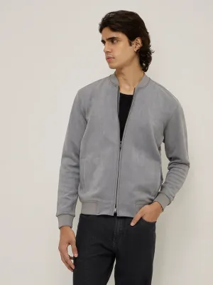 Ascot Grey Faux-Suede Relaxed-Fit Jacket