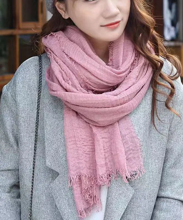 Autumn And Winter Black Tasseled Soft Cotton Scarf ML2245