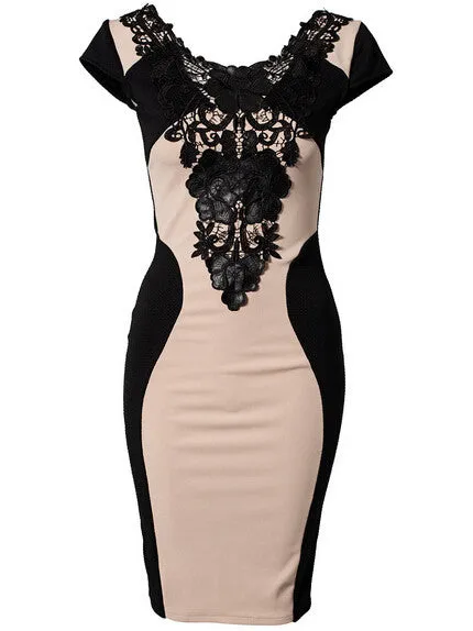 Bandage Dress New Arrival Women Elegant Embroidery Bodycon Dresses New Fashion Patchwork Autumn Casual Bandage Dress