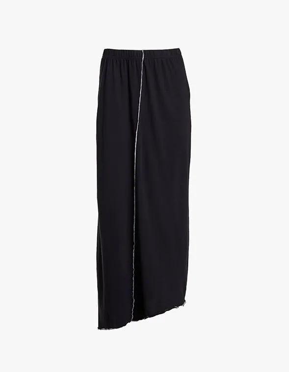 Bassike x Superette Contrast Front Seam Jersey Skirt - Black/Salt