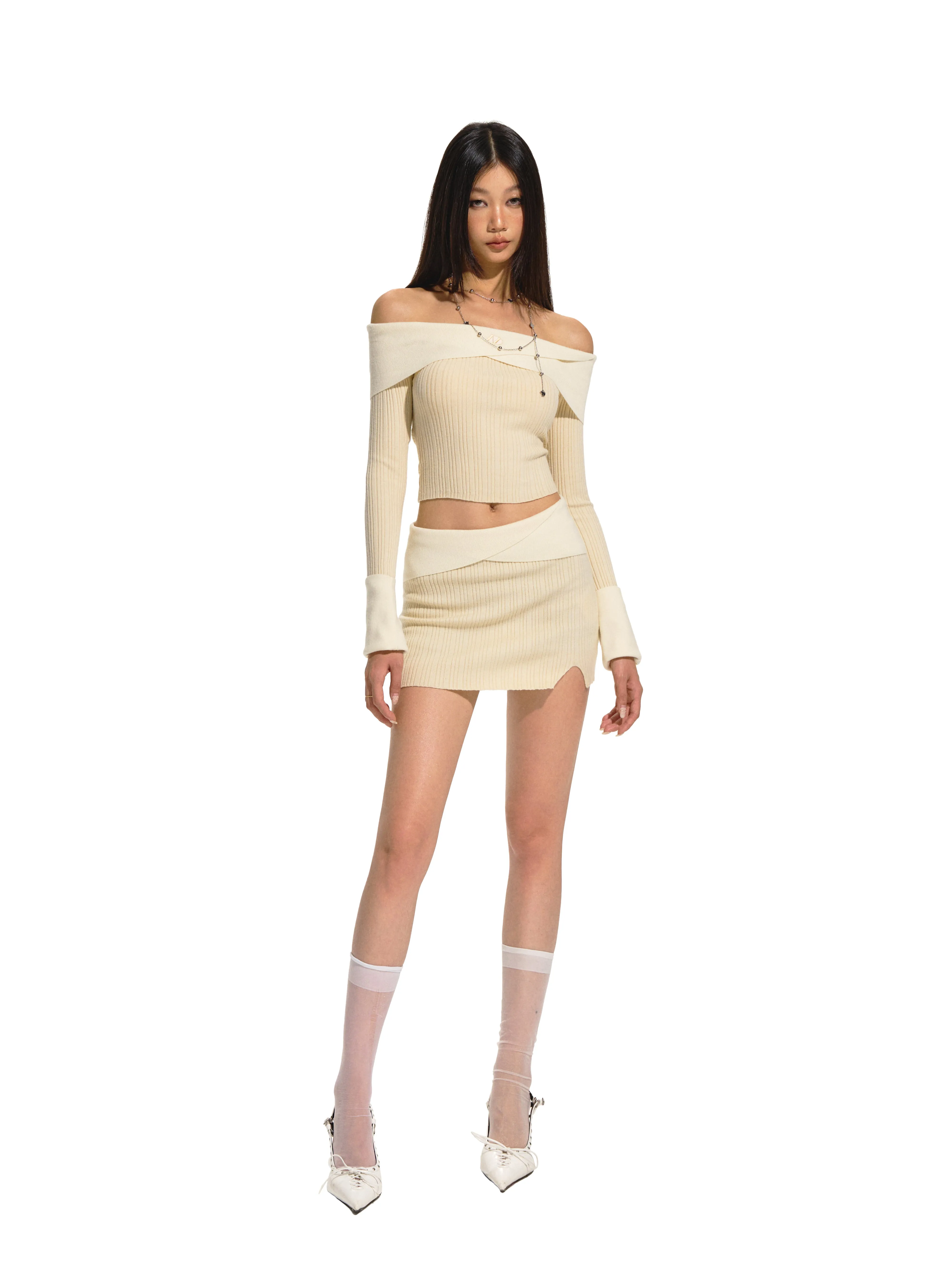 Beige Knit Skirt Assorted Colors Set