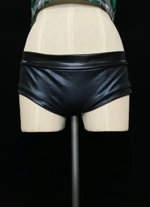 Black Leather-Look Pole Shorts (XL)