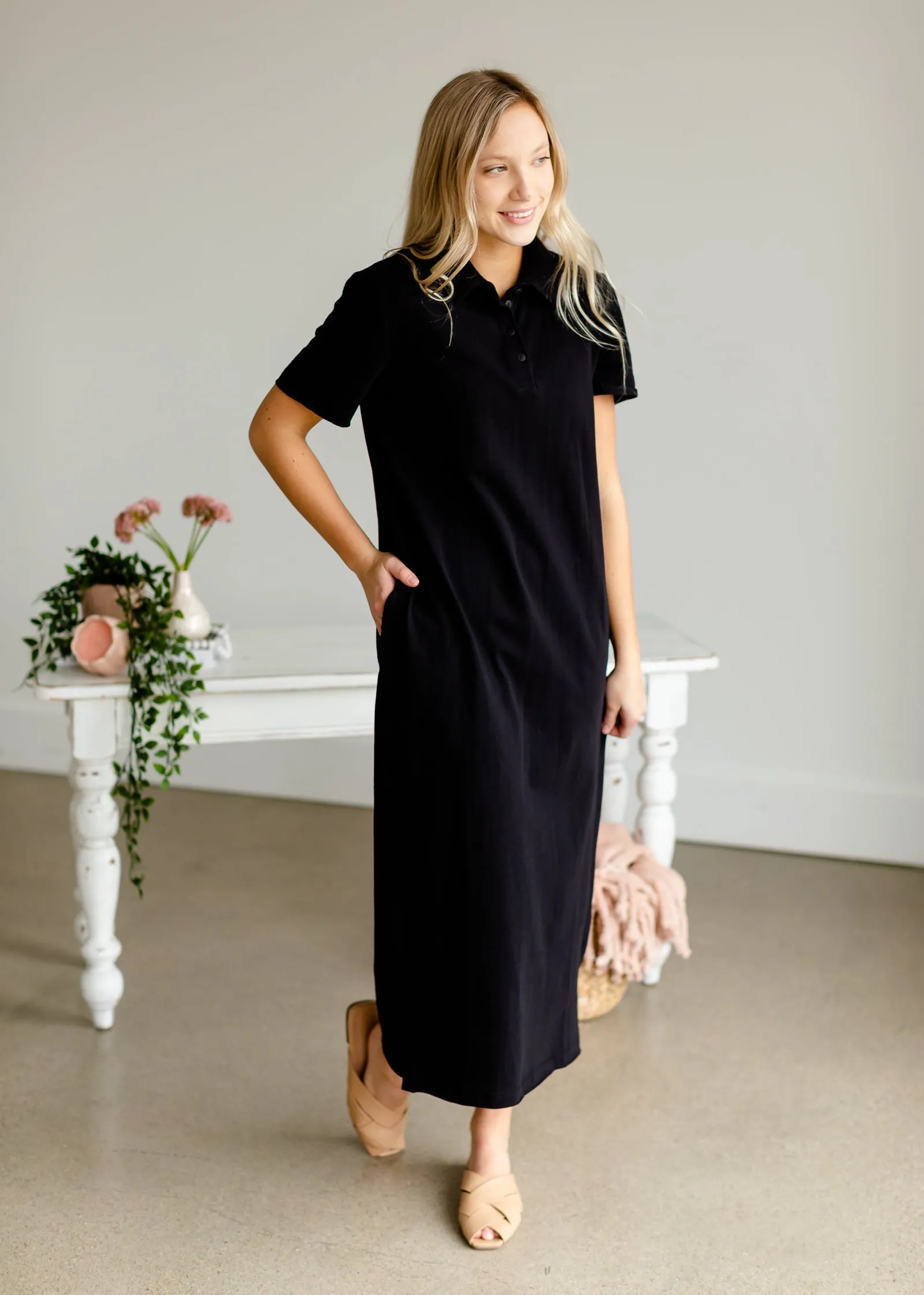 Black Polo Knit Maxi Dress - FINAL SALE