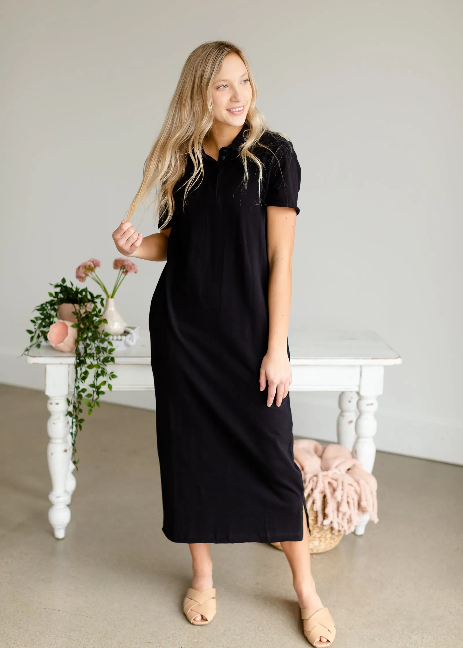 Black Polo Knit Maxi Dress - FINAL SALE