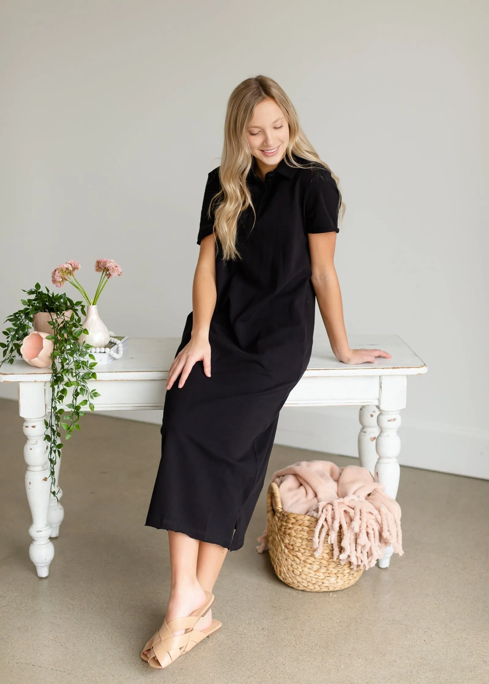 Black Polo Knit Maxi Dress - FINAL SALE