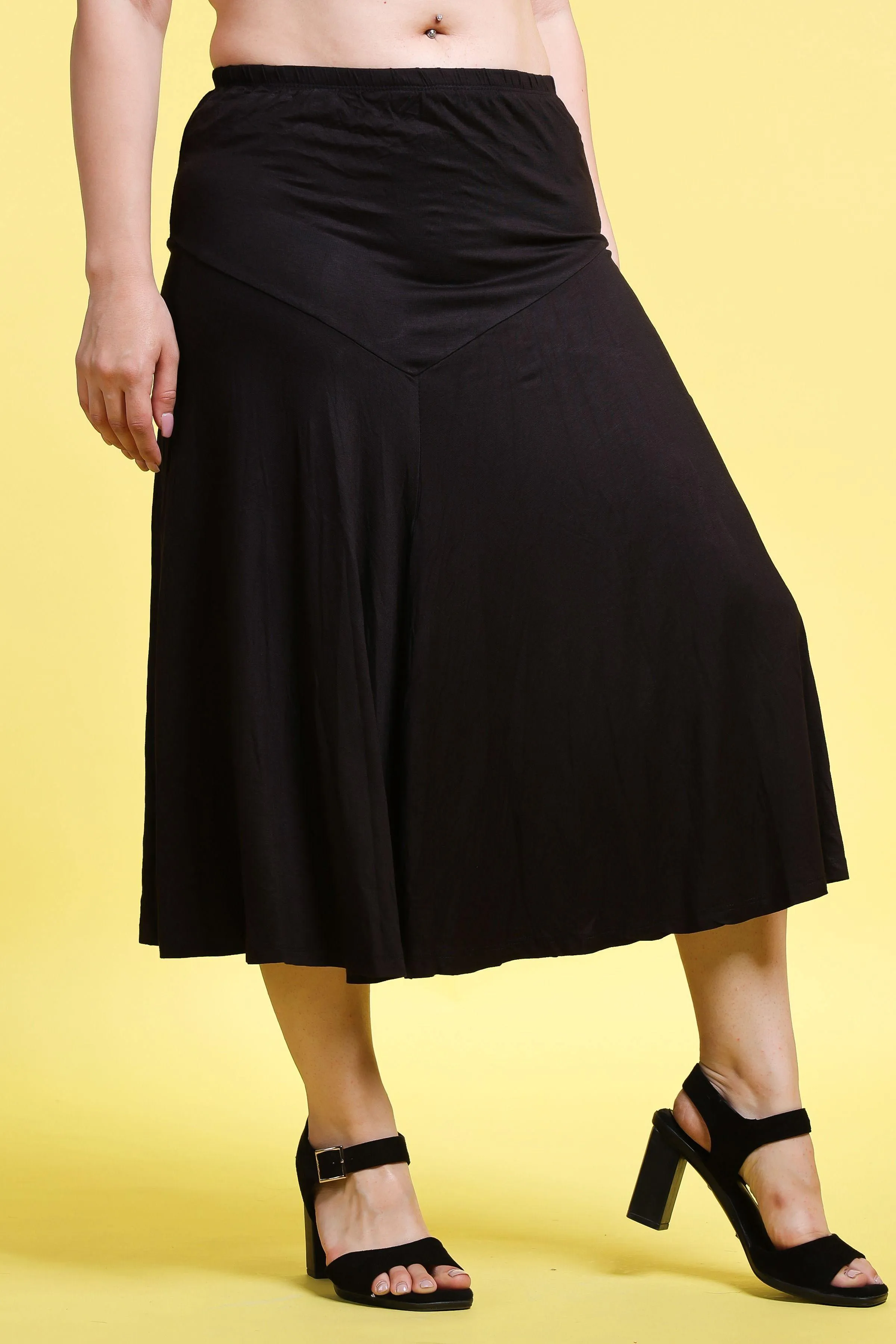 Black Solid Long Skirt