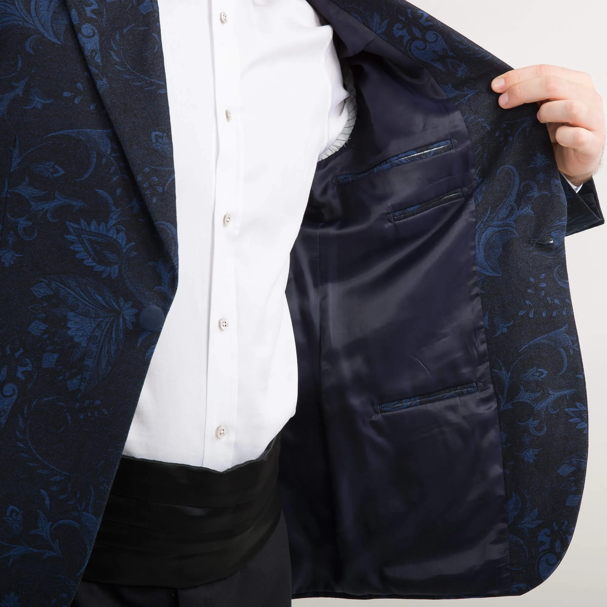 Blue Floral Jacquard Evening Jacket