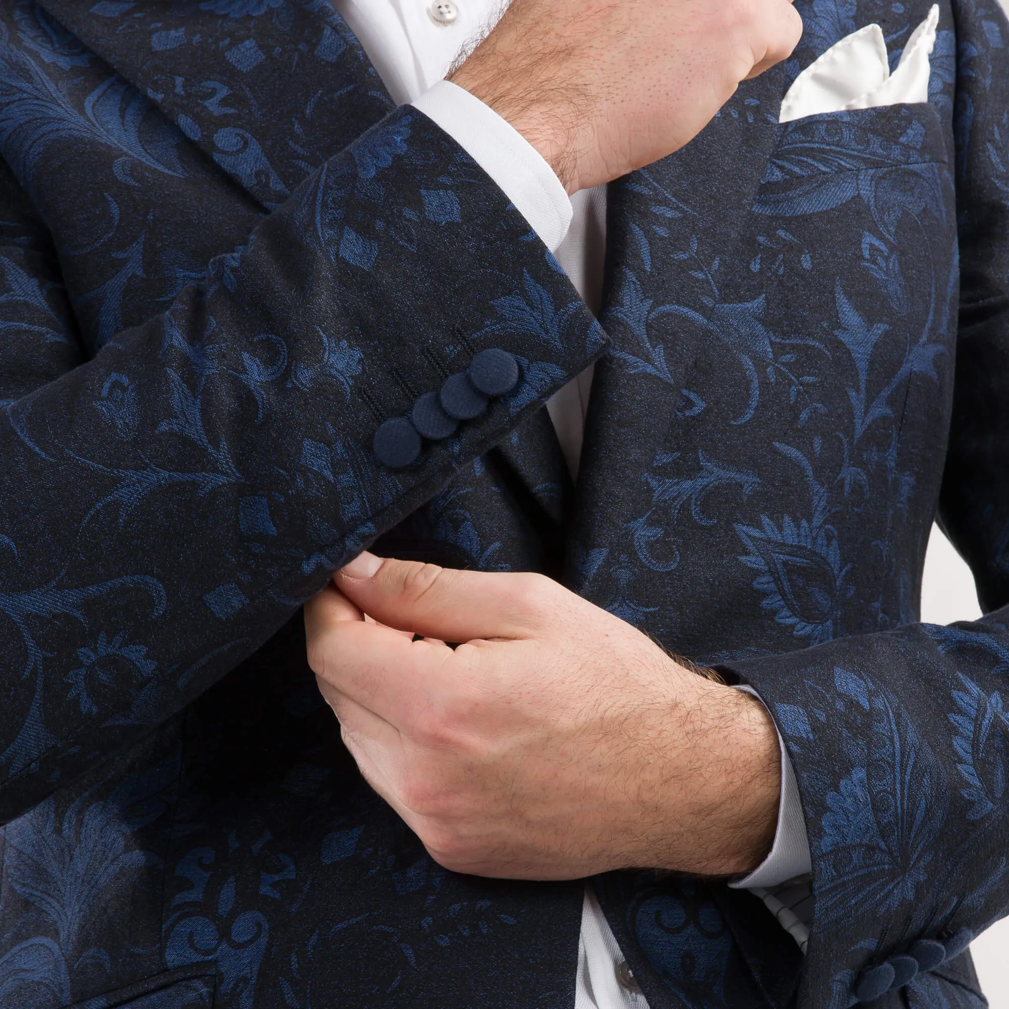 Blue Floral Jacquard Evening Jacket