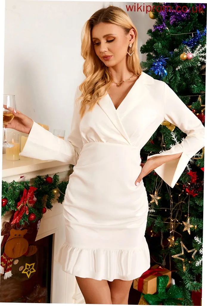 Bodycon Elegant V-Neck Sleeves Aurora Club Dresses Polyester Dresses Mermaid Long Mini