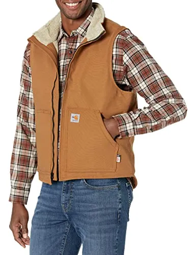 Carhartt 104981 Men's Flame Resistant Relaxed Fit Duck Sherpa-Lined Mock Neck Vest