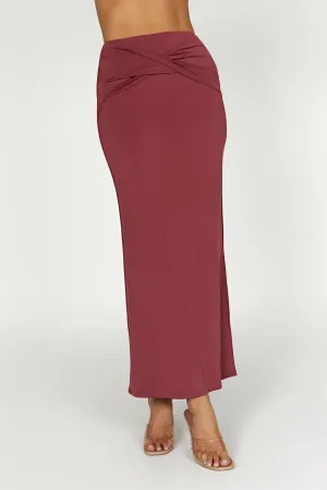 Ceri Maxi Twist Skirt - Wine