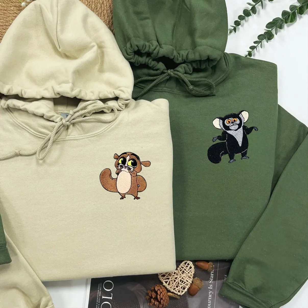 Cute Maurice & Mort Couple Sweatshirts - Custom Embroidered Matching Hoodies For Couples