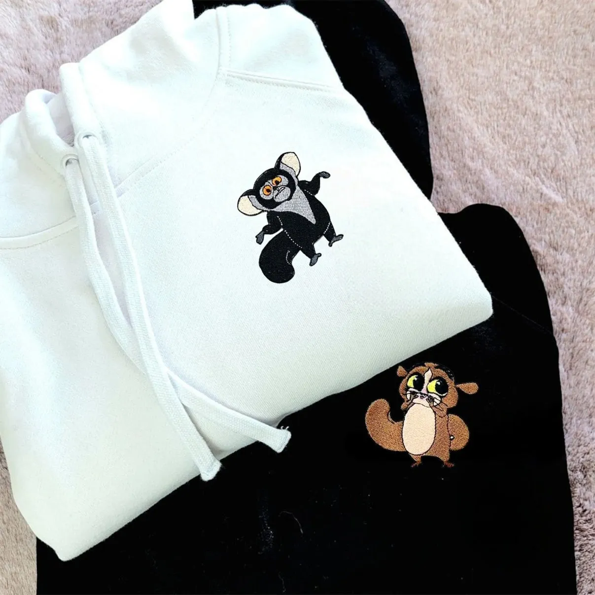 Cute Maurice & Mort Couple Sweatshirts - Custom Embroidered Matching Hoodies For Couples