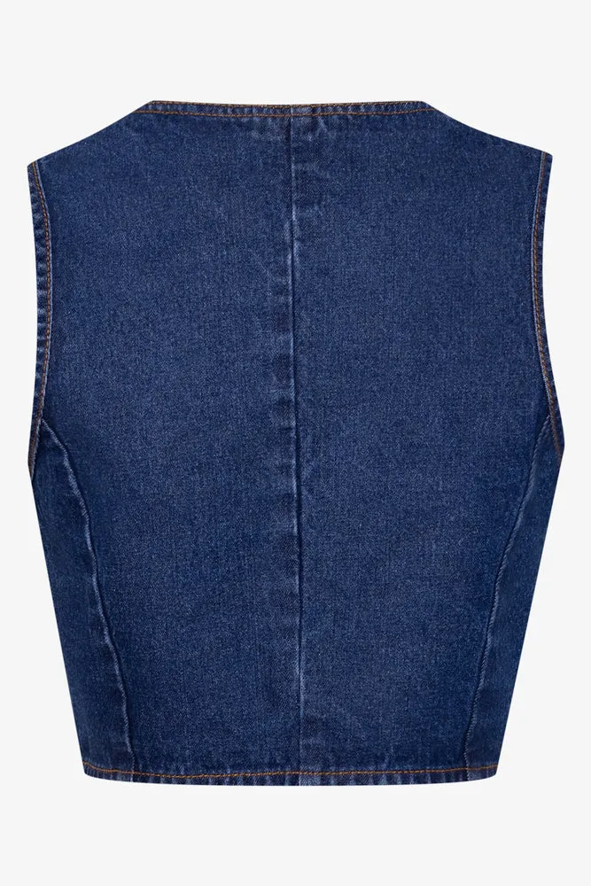 Denim Waist Coat Blue