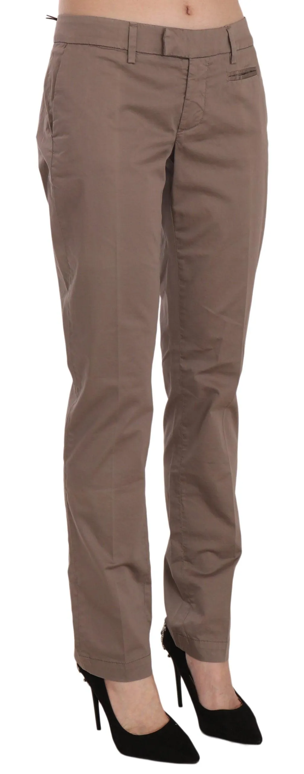 Dondup Chic Brown Straight Cut Trousers