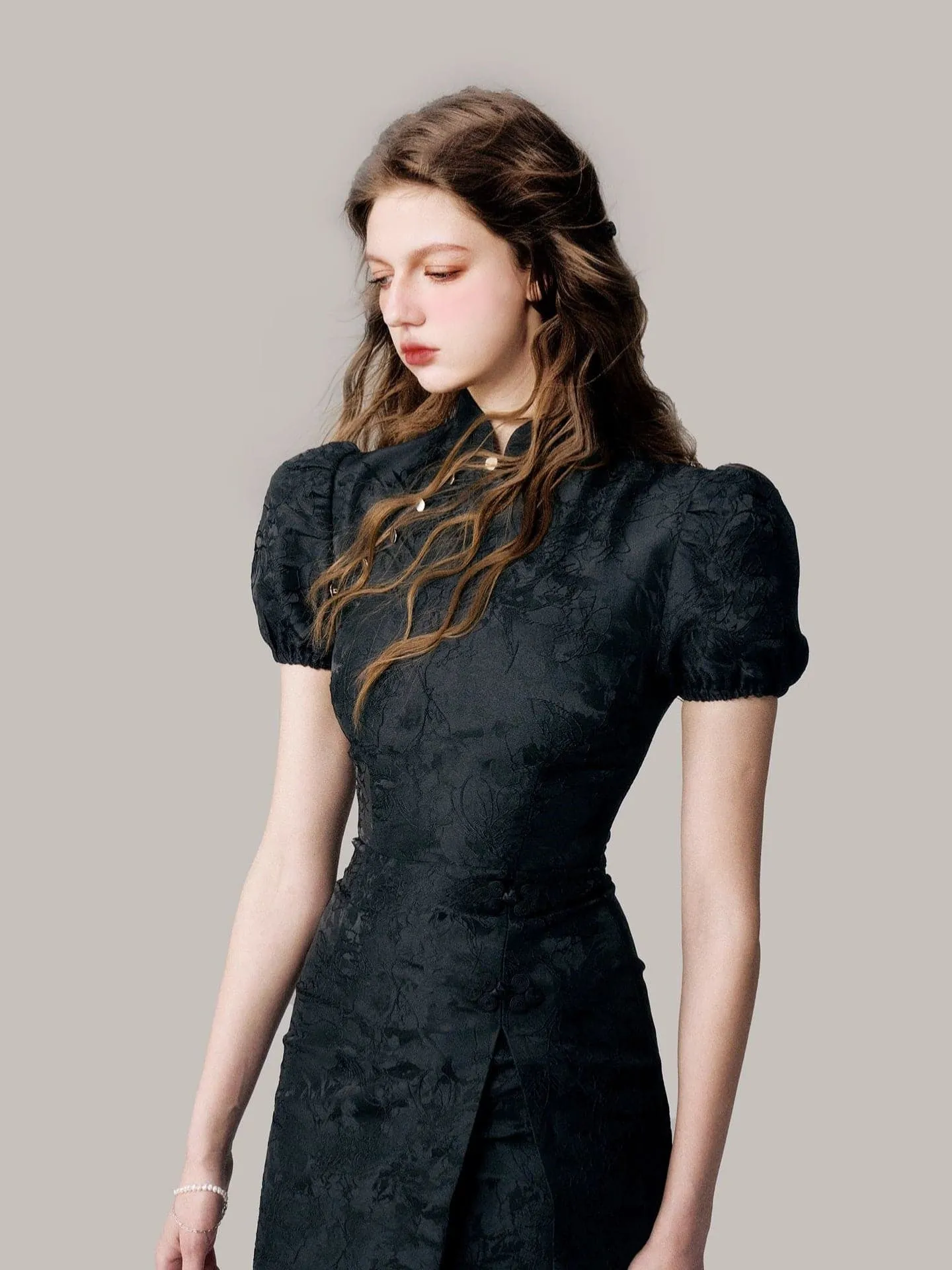 Elegant Chinese Jacquard Slim Dress