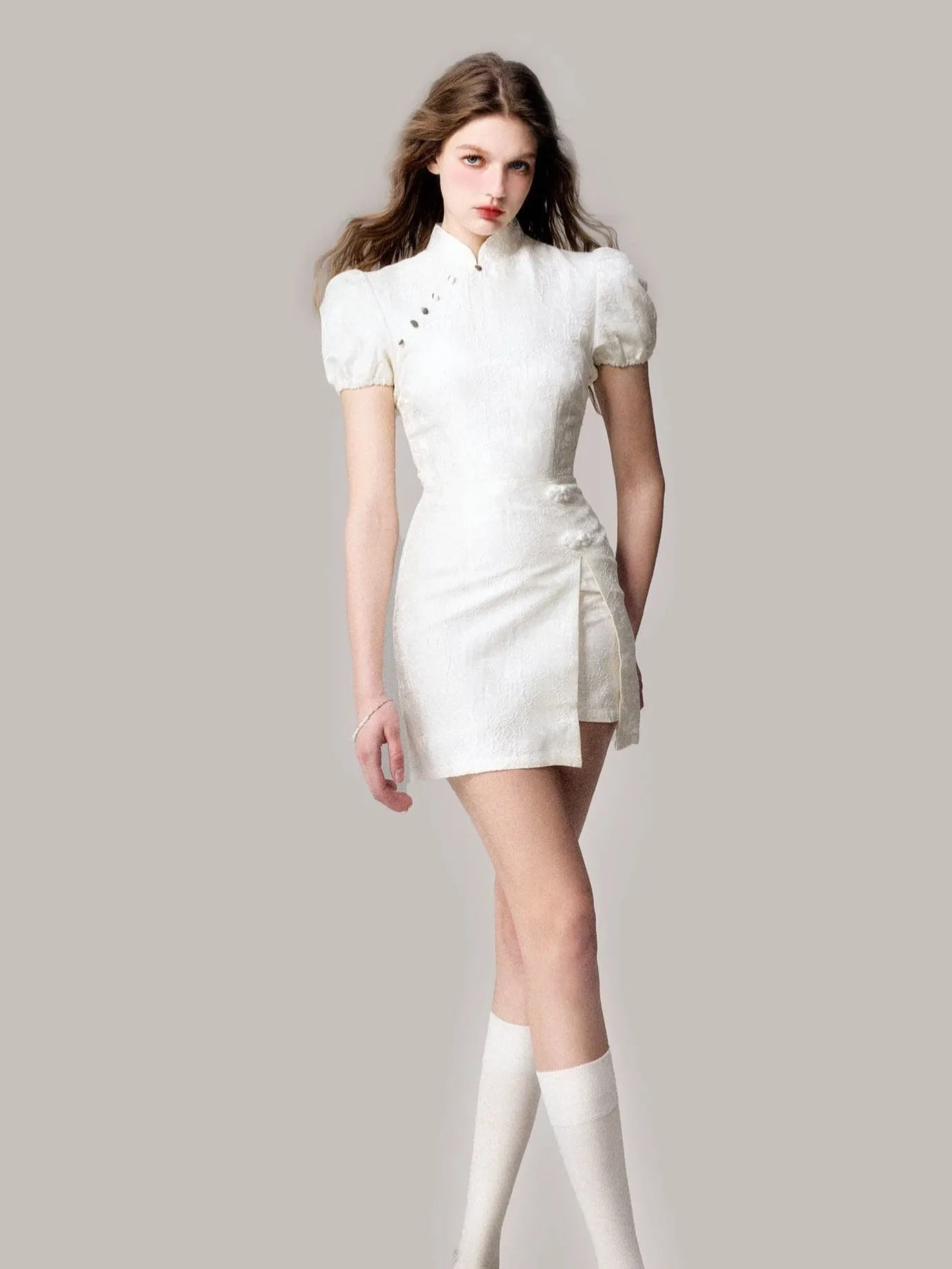 Elegant Chinese Jacquard Slim Dress