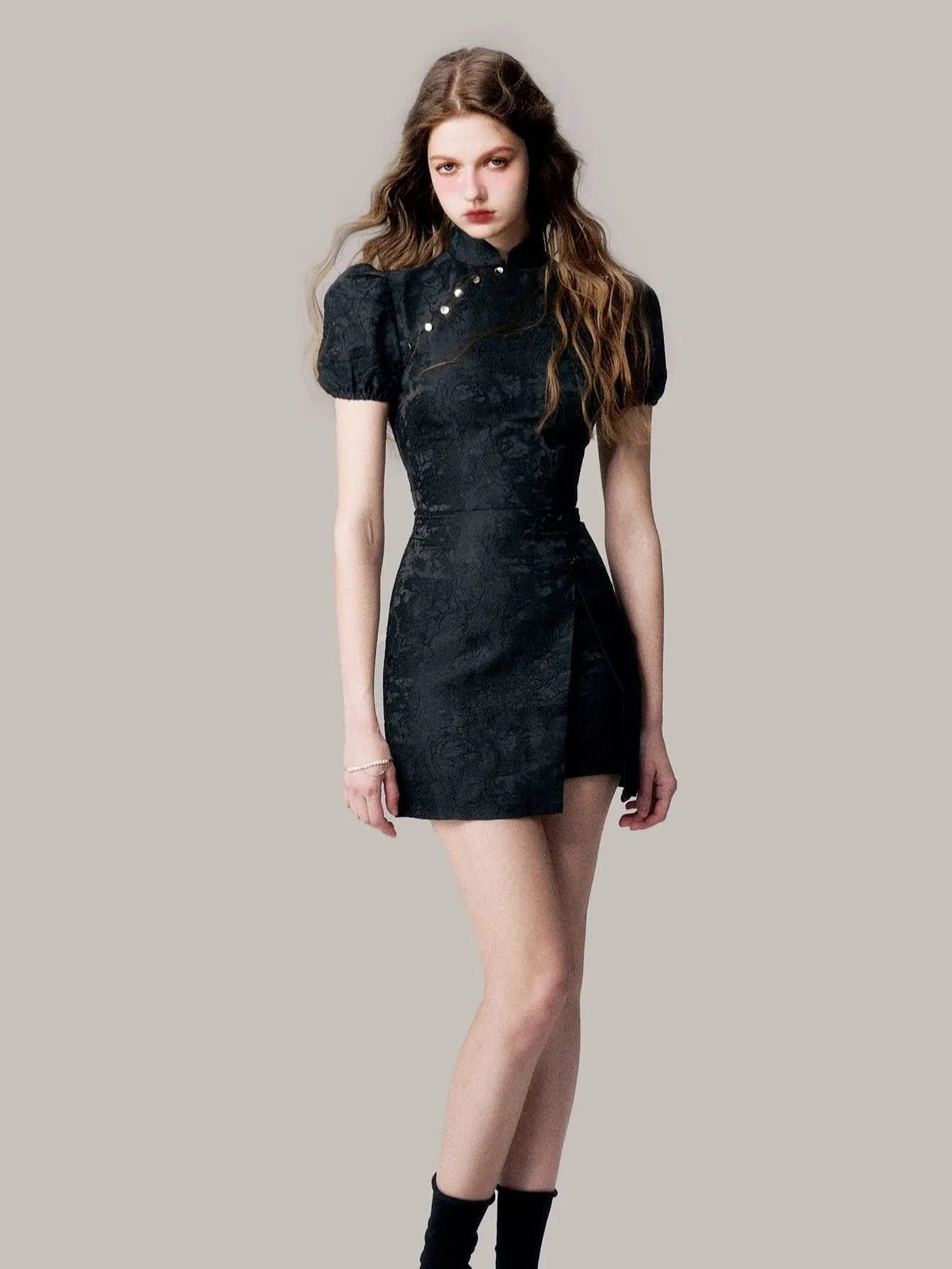 Elegant Chinese Jacquard Slim Dress