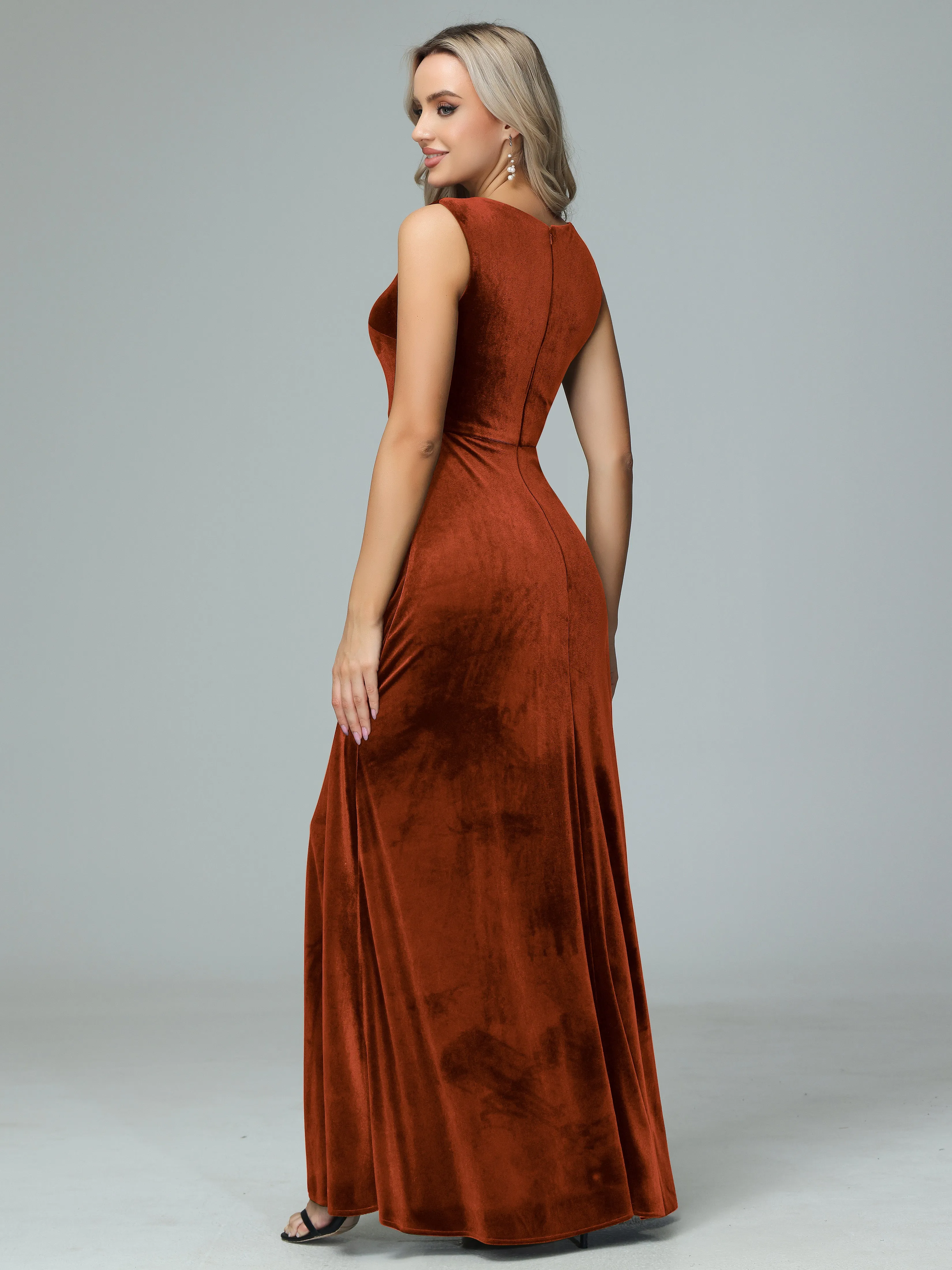 Elegant V-neck Velvet Bridesmaid Dresses