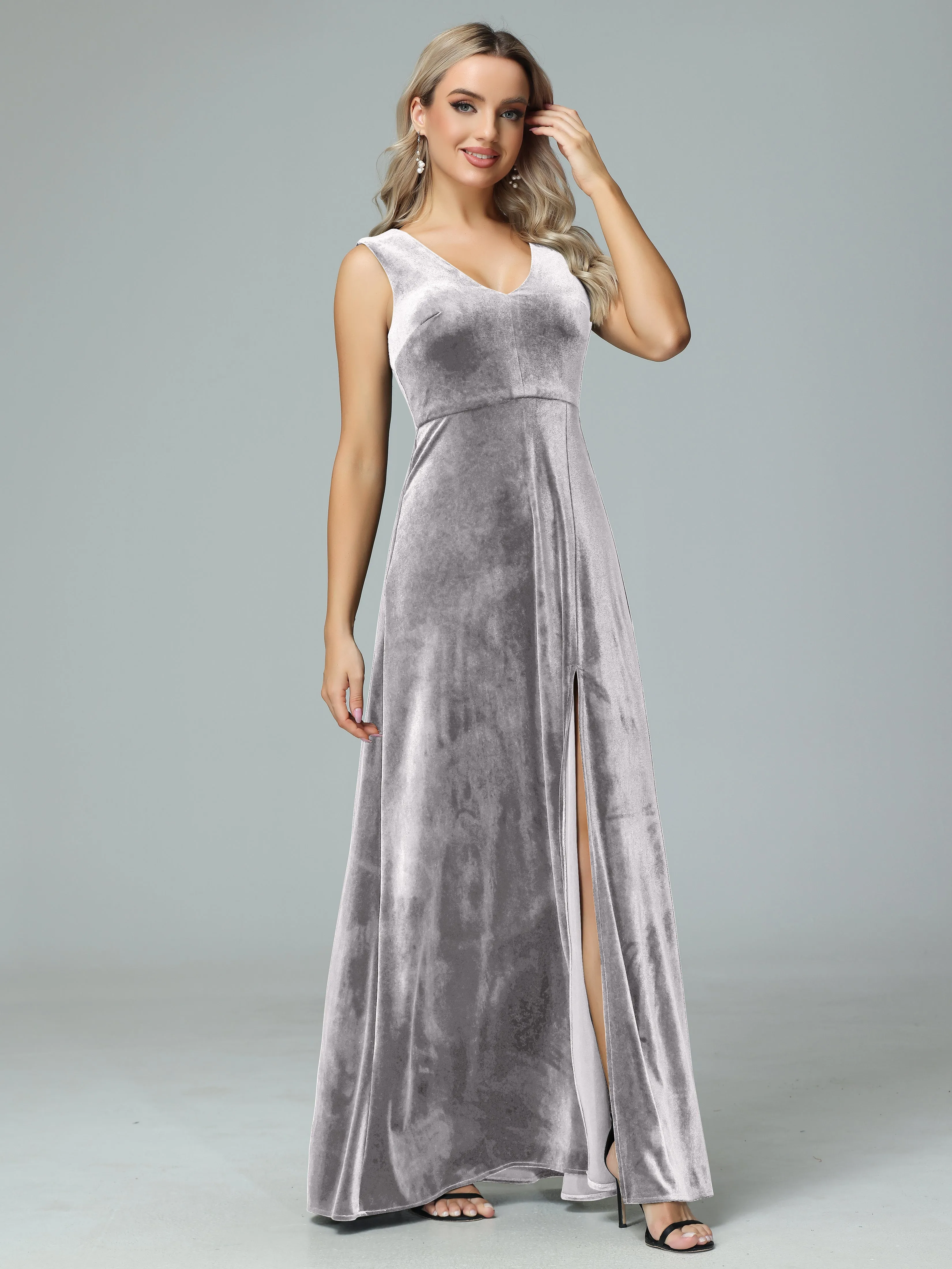 Elegant V-neck Velvet Bridesmaid Dresses