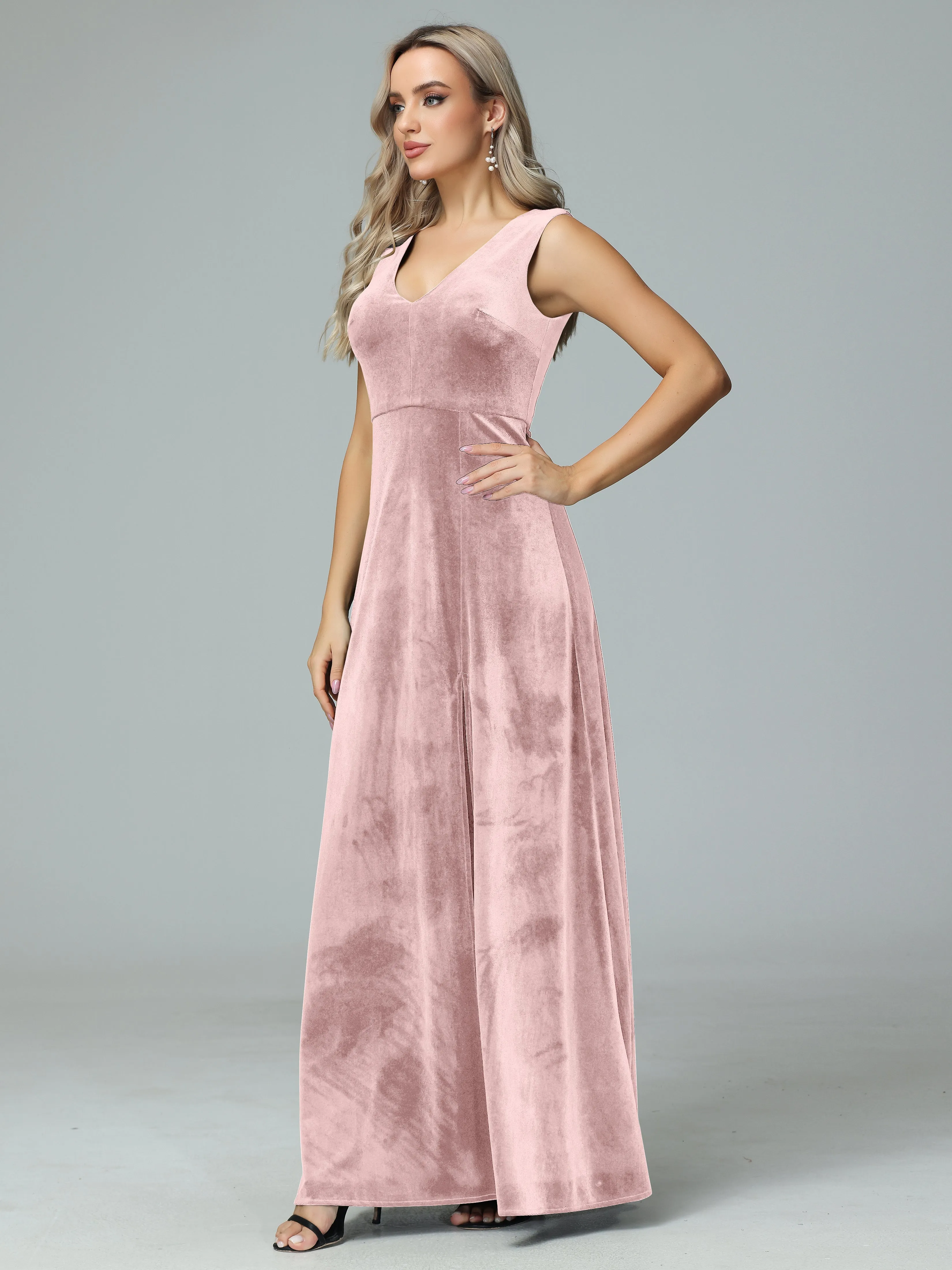 Elegant V-neck Velvet Bridesmaid Dresses