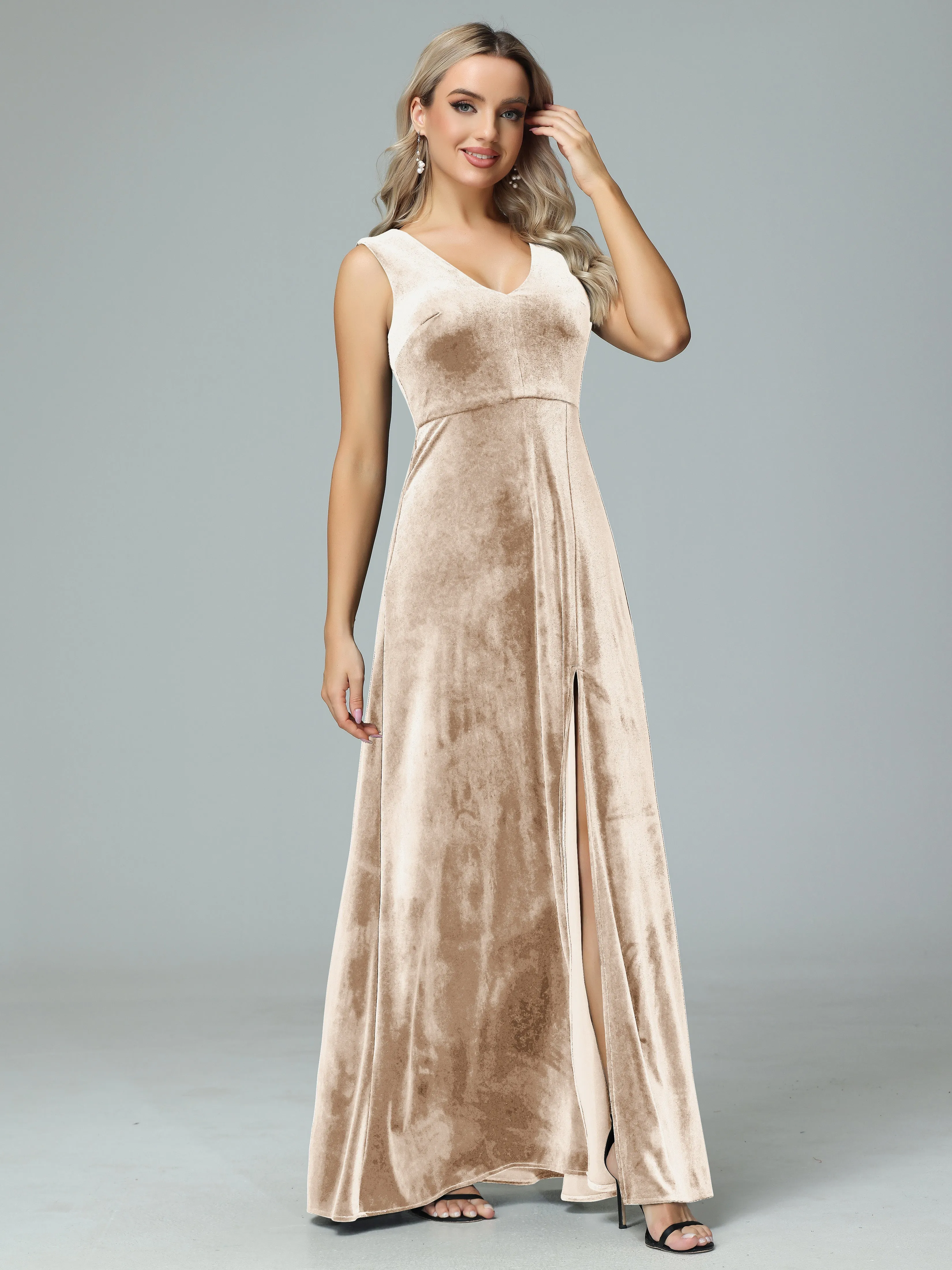 Elegant V-neck Velvet Bridesmaid Dresses