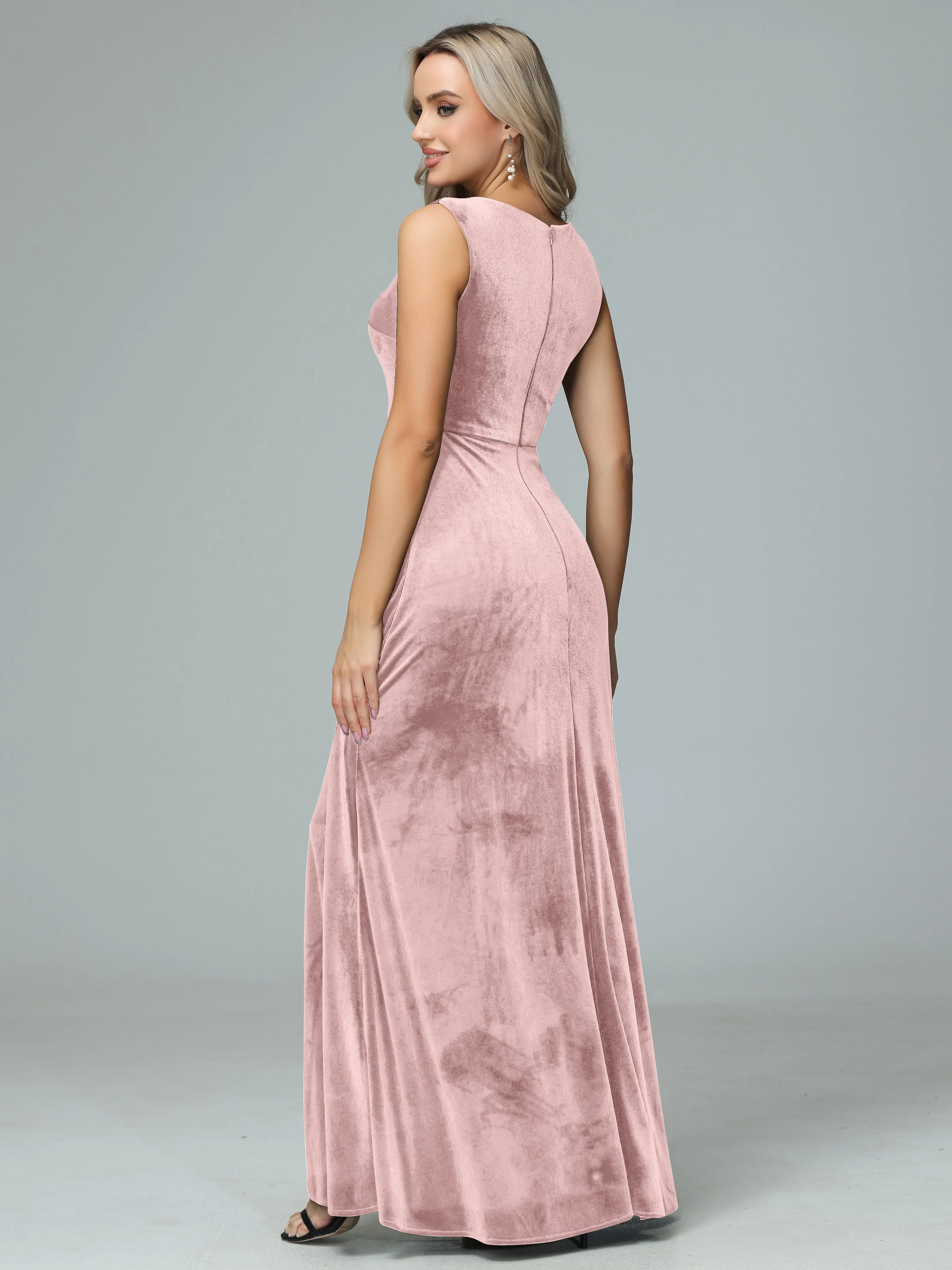 Elegant V-neck Velvet Bridesmaid Dresses