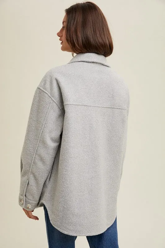 Fleece Shacket - Grey