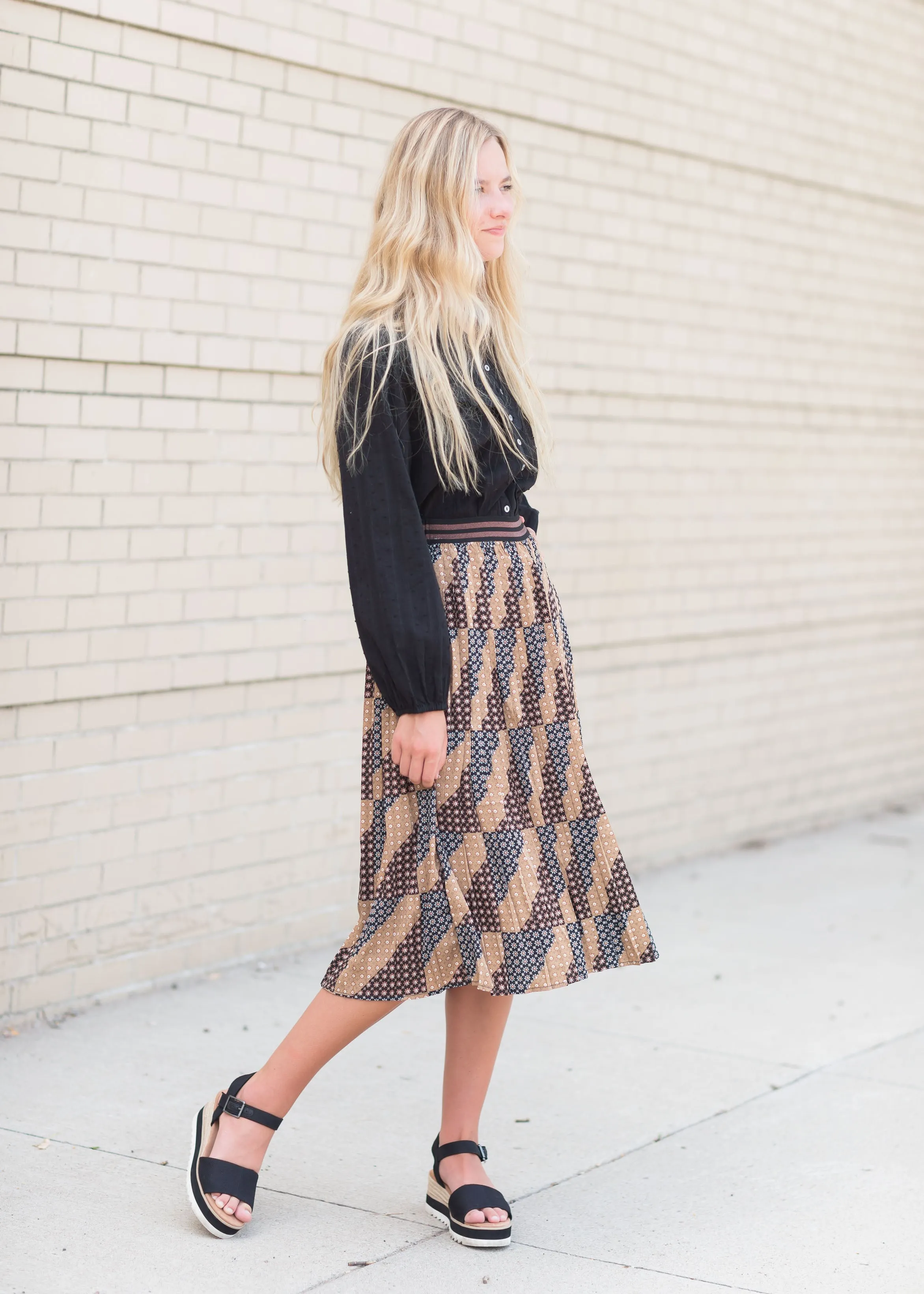 Flower Print Pleated Skirt - FINAL SALE