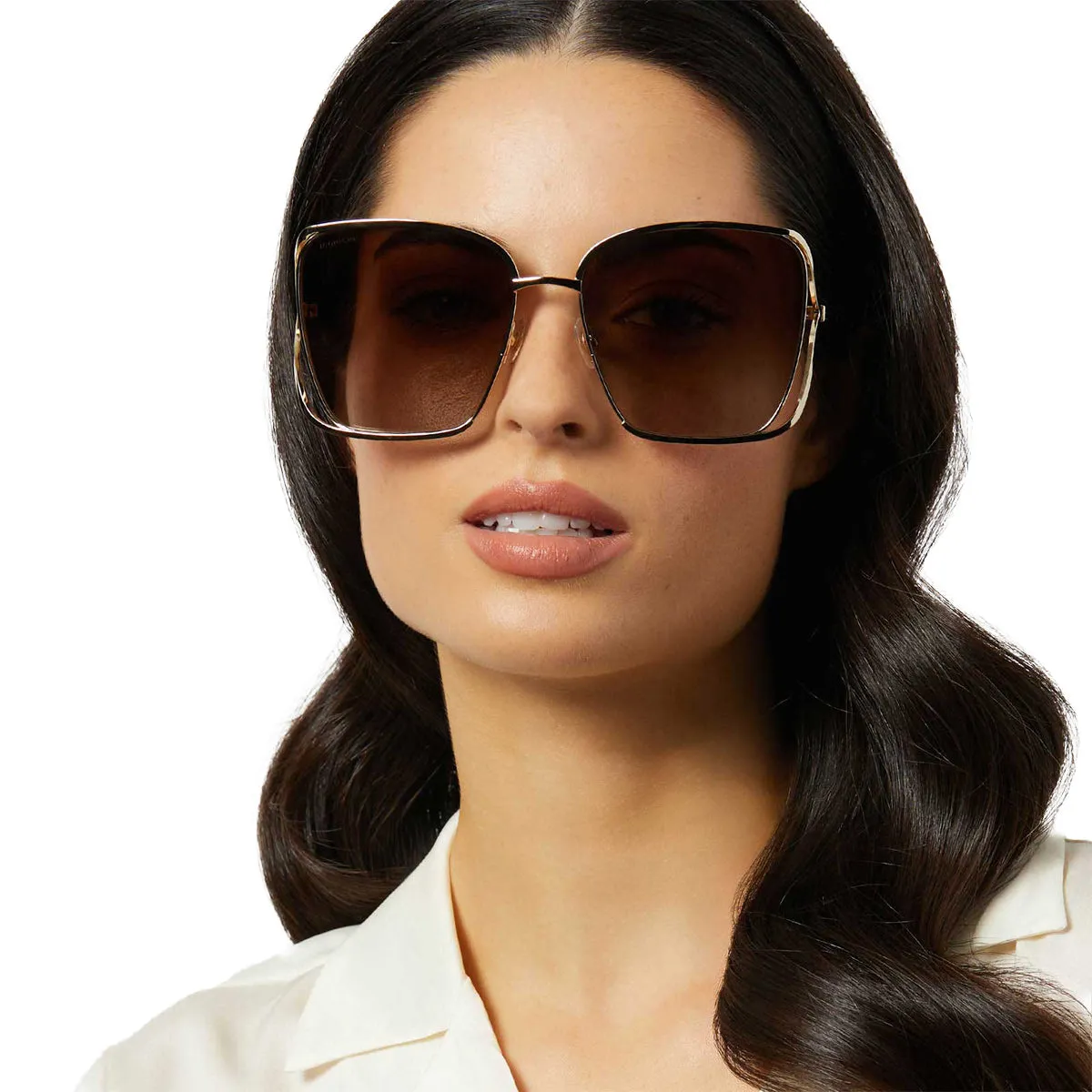 FRANCESCA - GOLD WITH DARK TORTOISE   BROWN GRADIENT POLARIZED SUNGLASSES