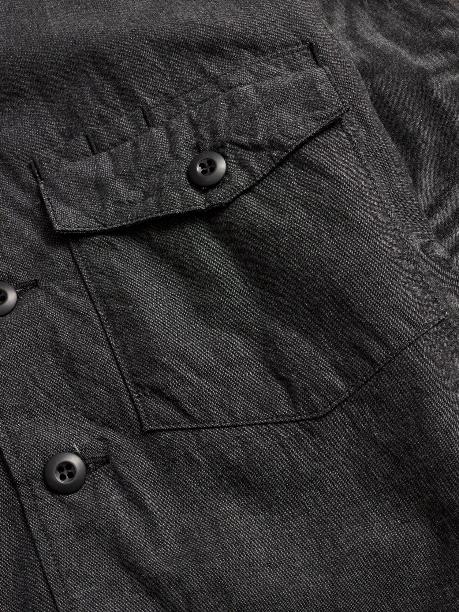 Gardener Half Overshirt in Black Chambray