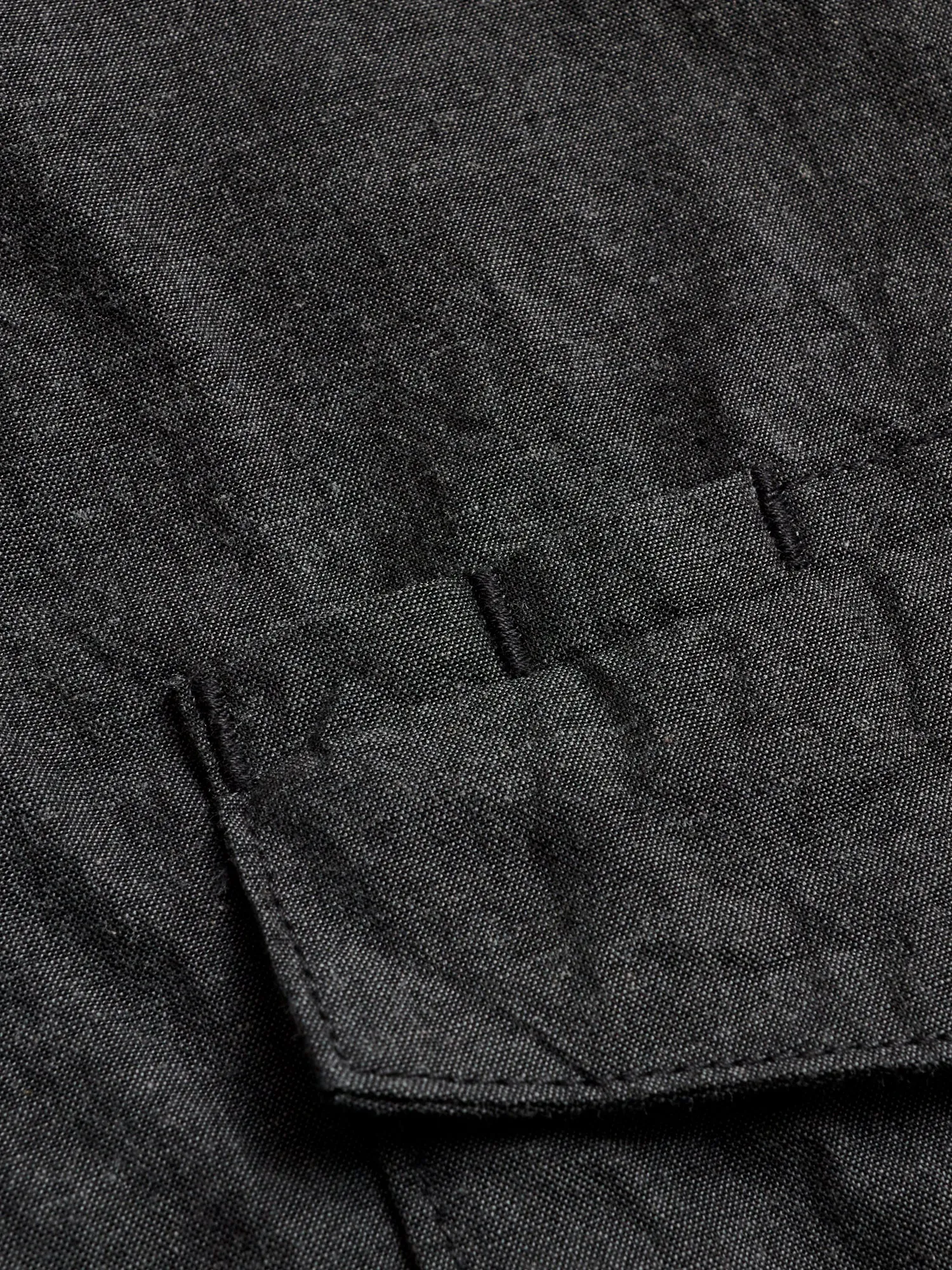 Gardener Half Overshirt in Black Chambray