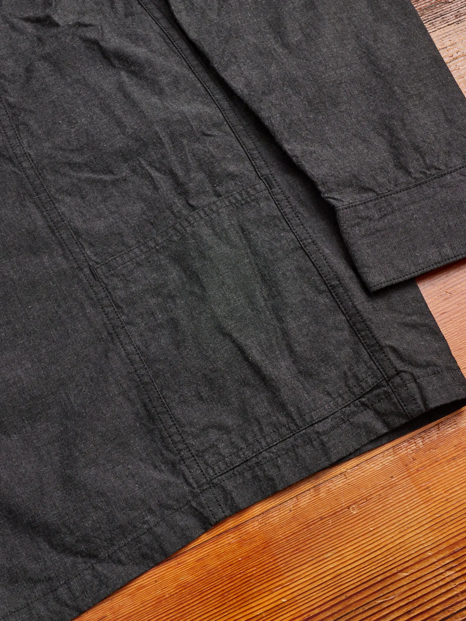 Gardener Half Overshirt in Black Chambray