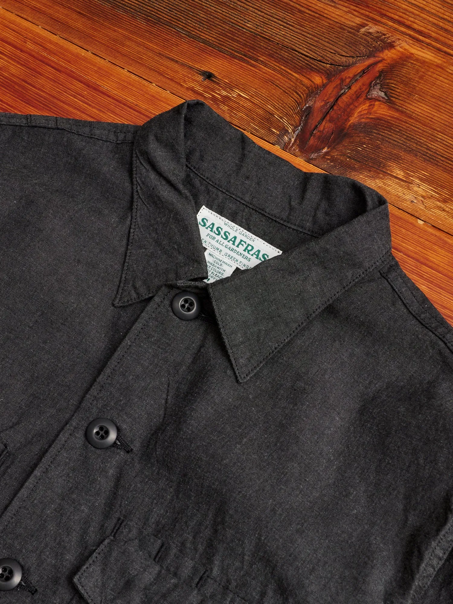 Gardener Half Overshirt in Black Chambray