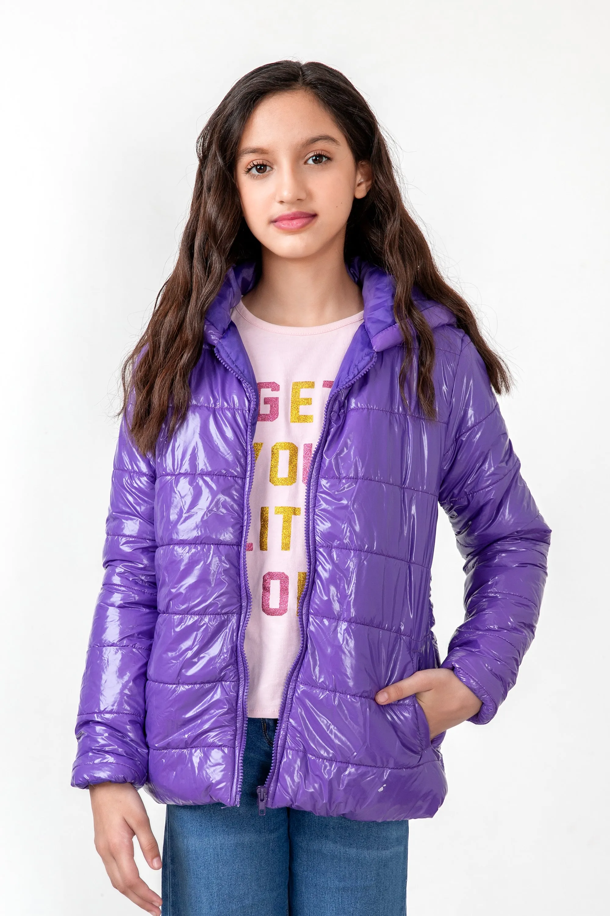 Girls Purple Puffer Jacket